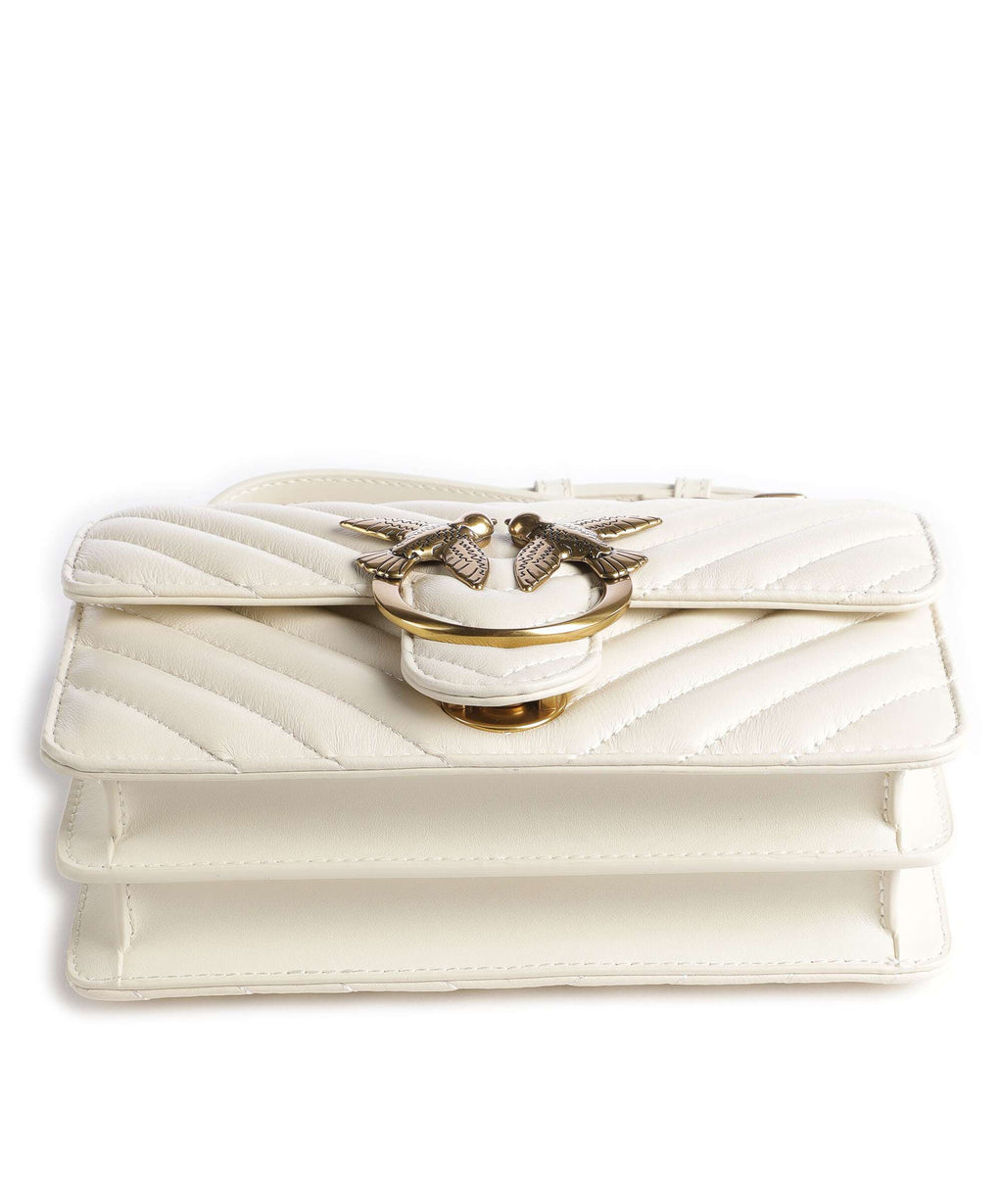 Pinko Love One Mini Shoulder bag bianco seta/antique gold