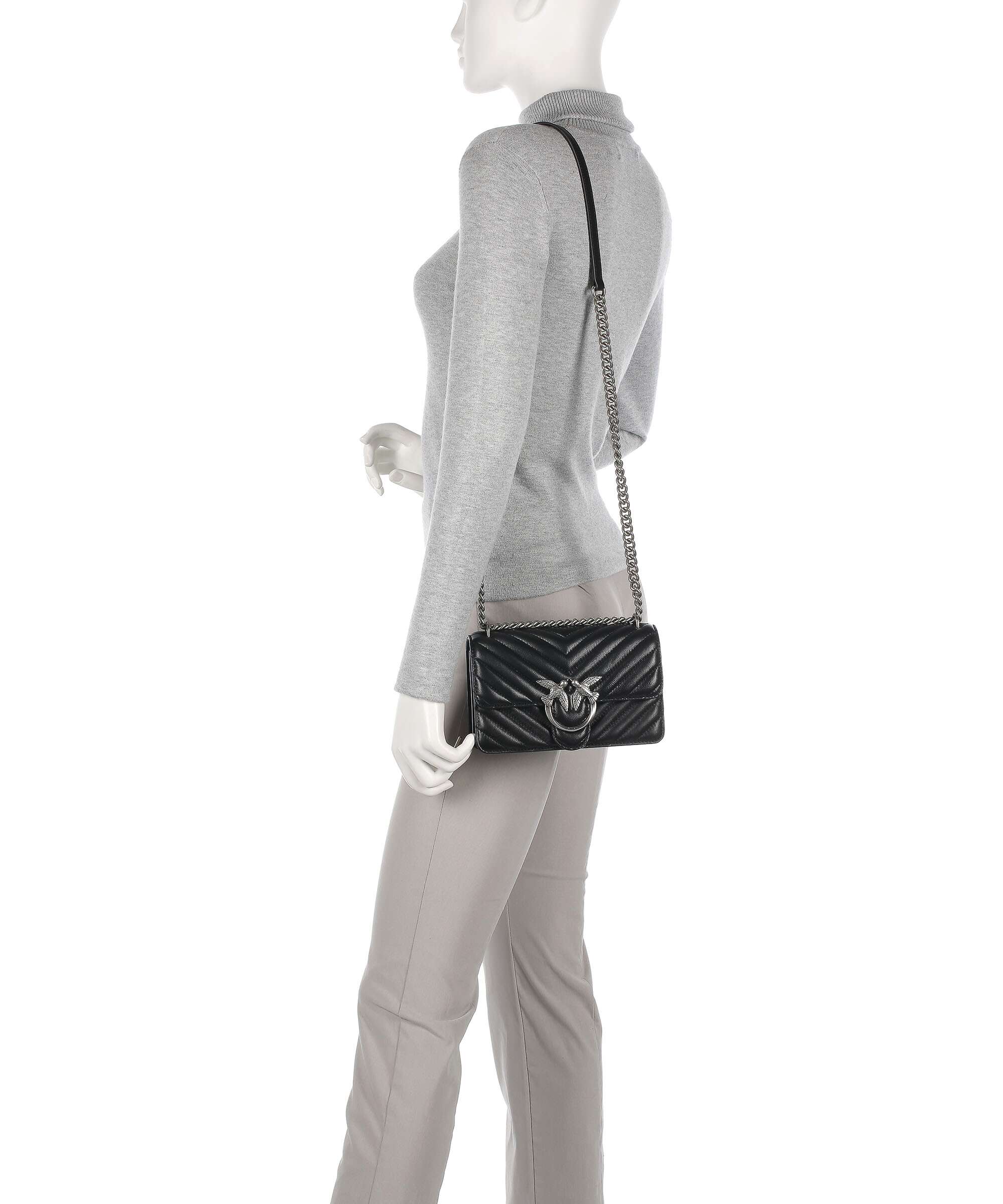 Pinko Love One Mini Shoulder bag nero/old silver