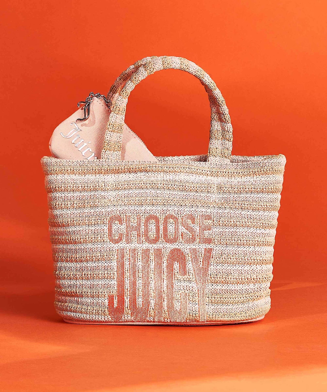 Juicy Couture Nora Straw S Handbag peach pink