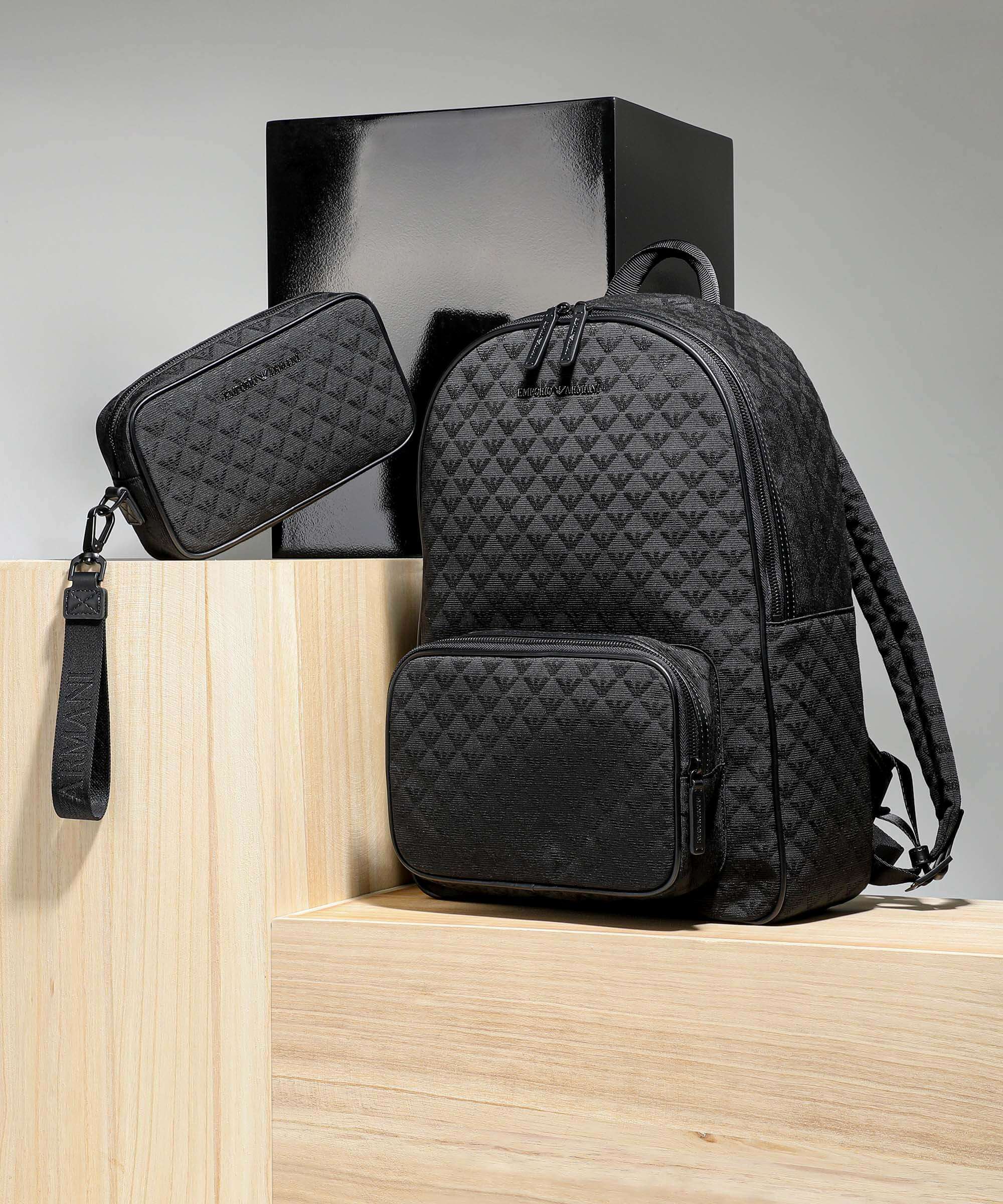 Emporio Armani Omnia Jacquard Toiletry bag black