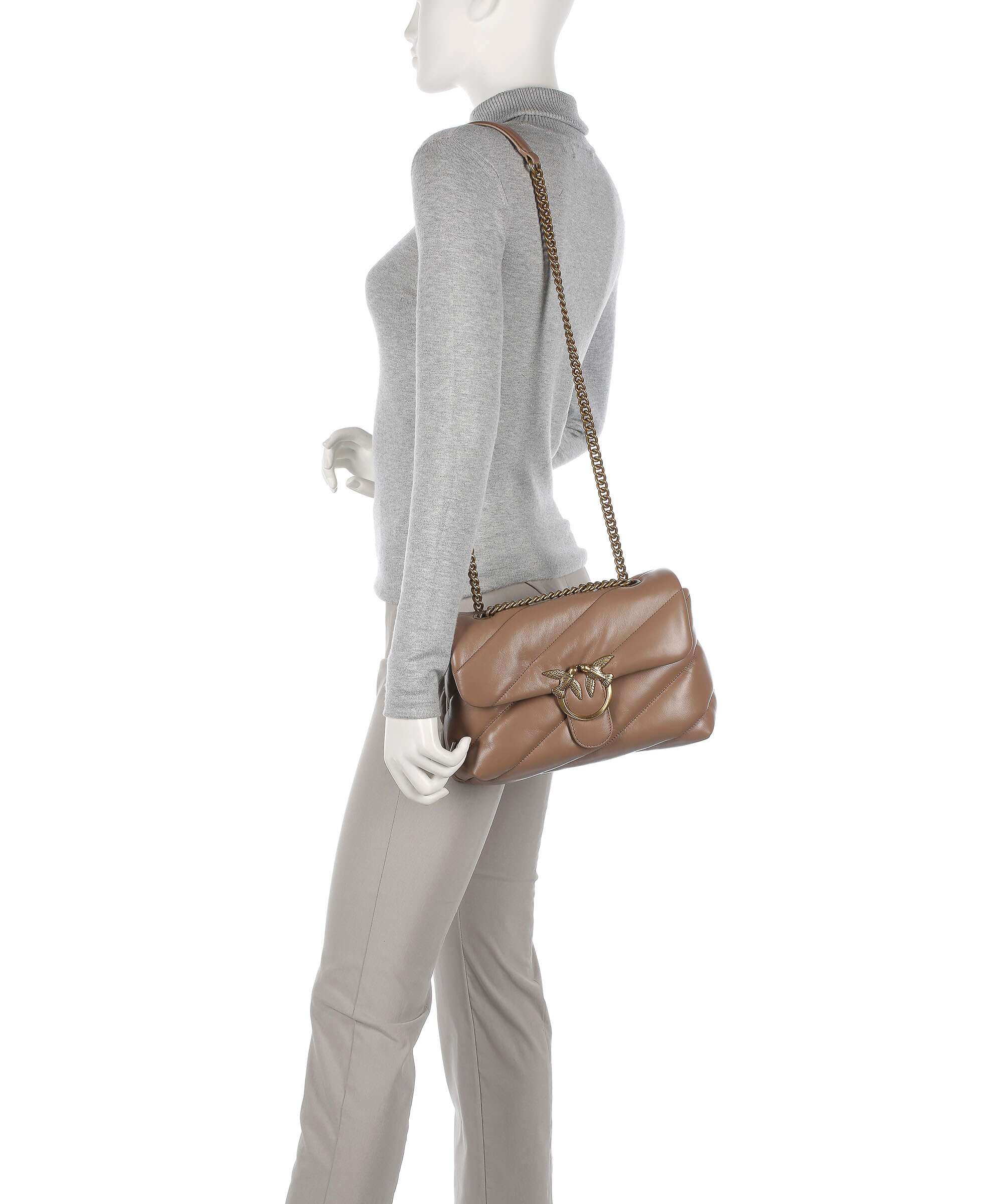 Pinko Love Puff Classic Shoulder bag biscotto zenzero/antique gold