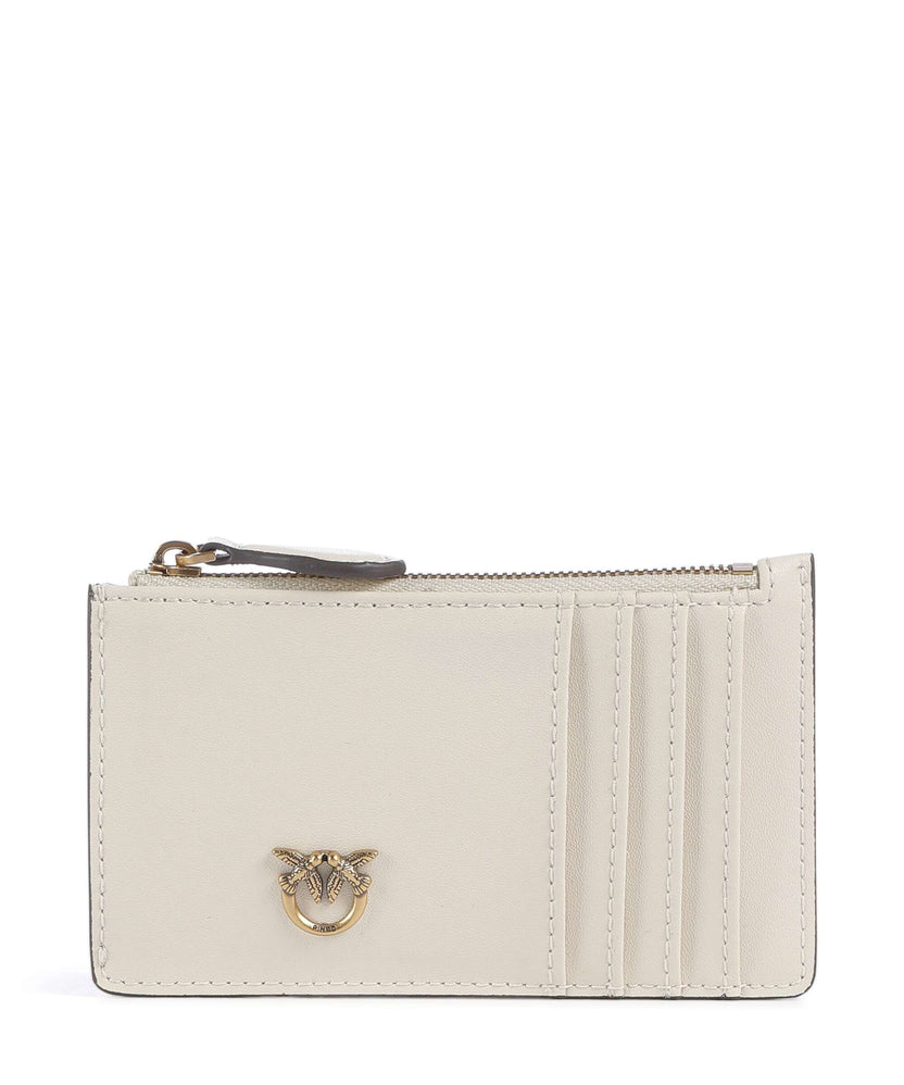 Pinko Airone Credit card holder bianco seta/antique gold