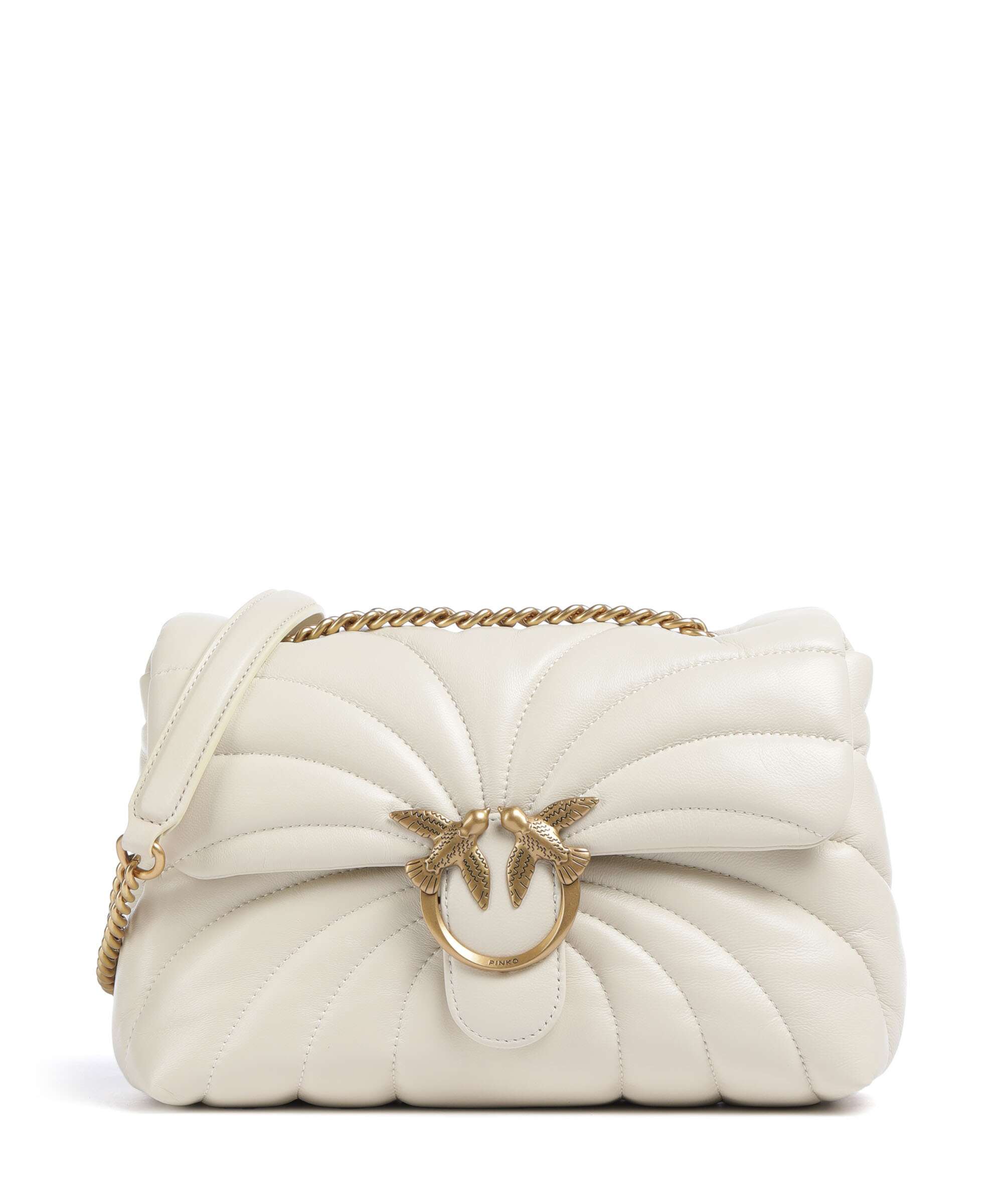 Pinko Love Puff Classic Shoulder bag bianco seta/antique gold