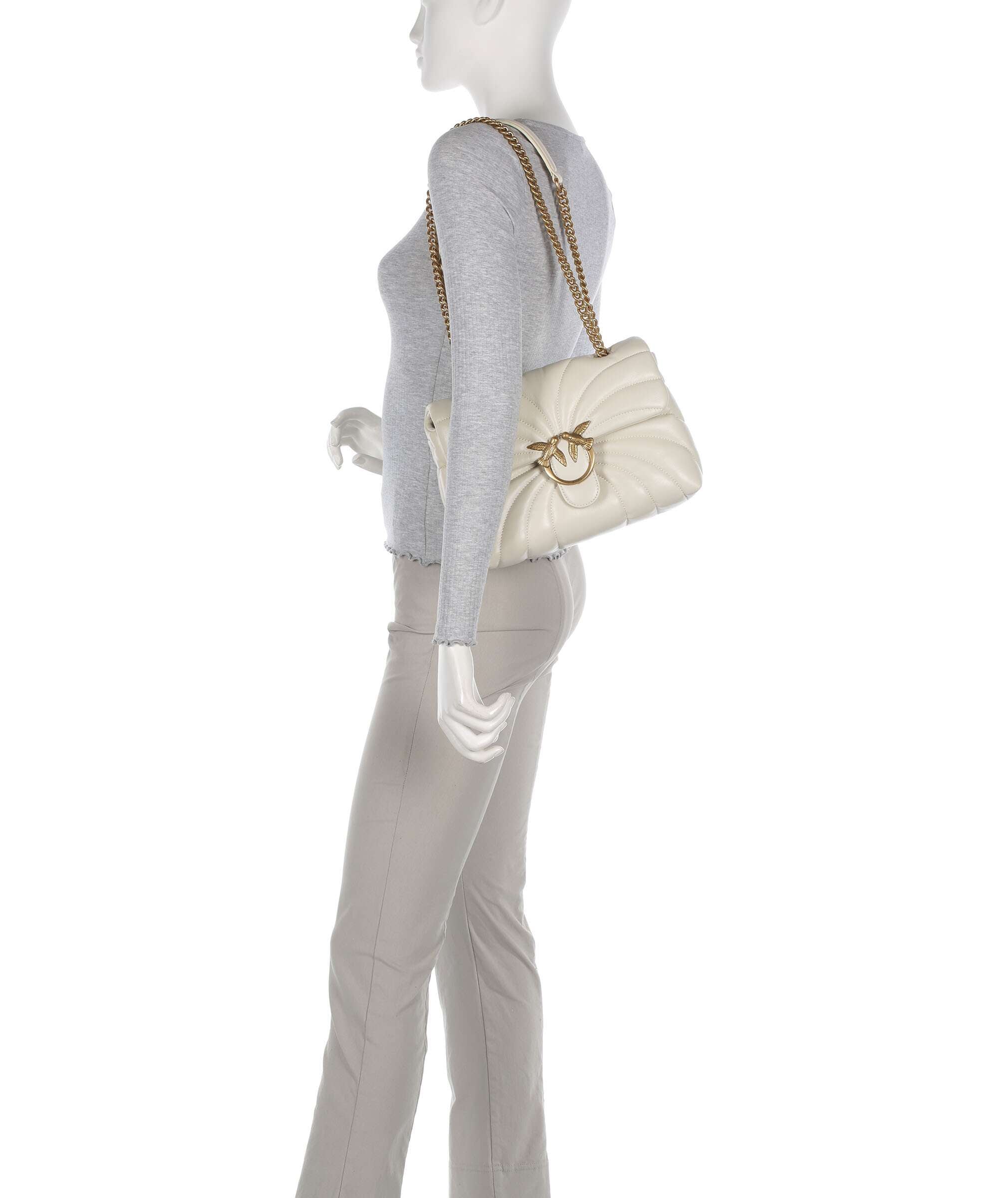 Pinko Love Puff Classic Shoulder bag bianco seta/antique gold
