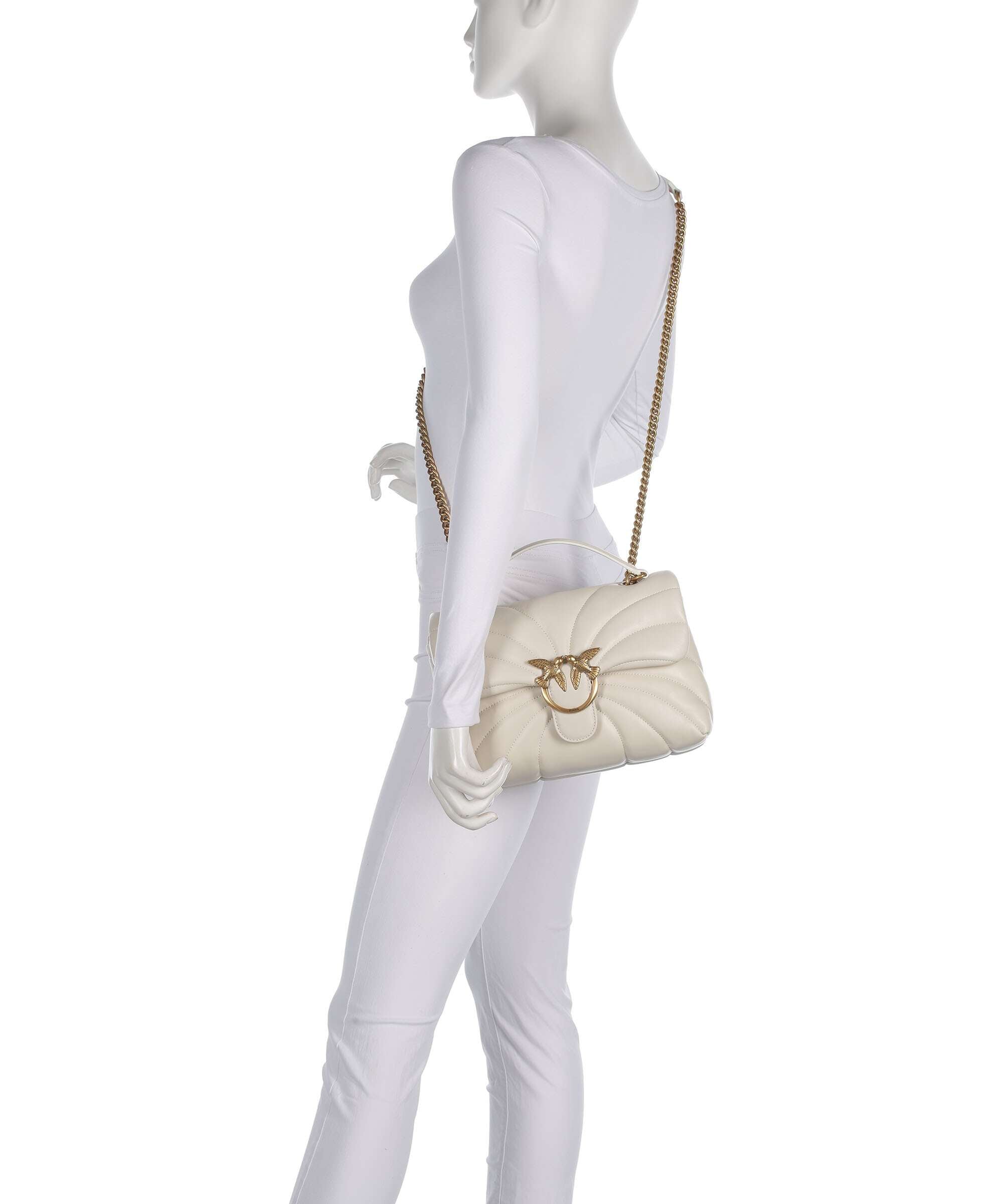 Pinko Love Puff Classic Shoulder bag bianco seta/antique gold