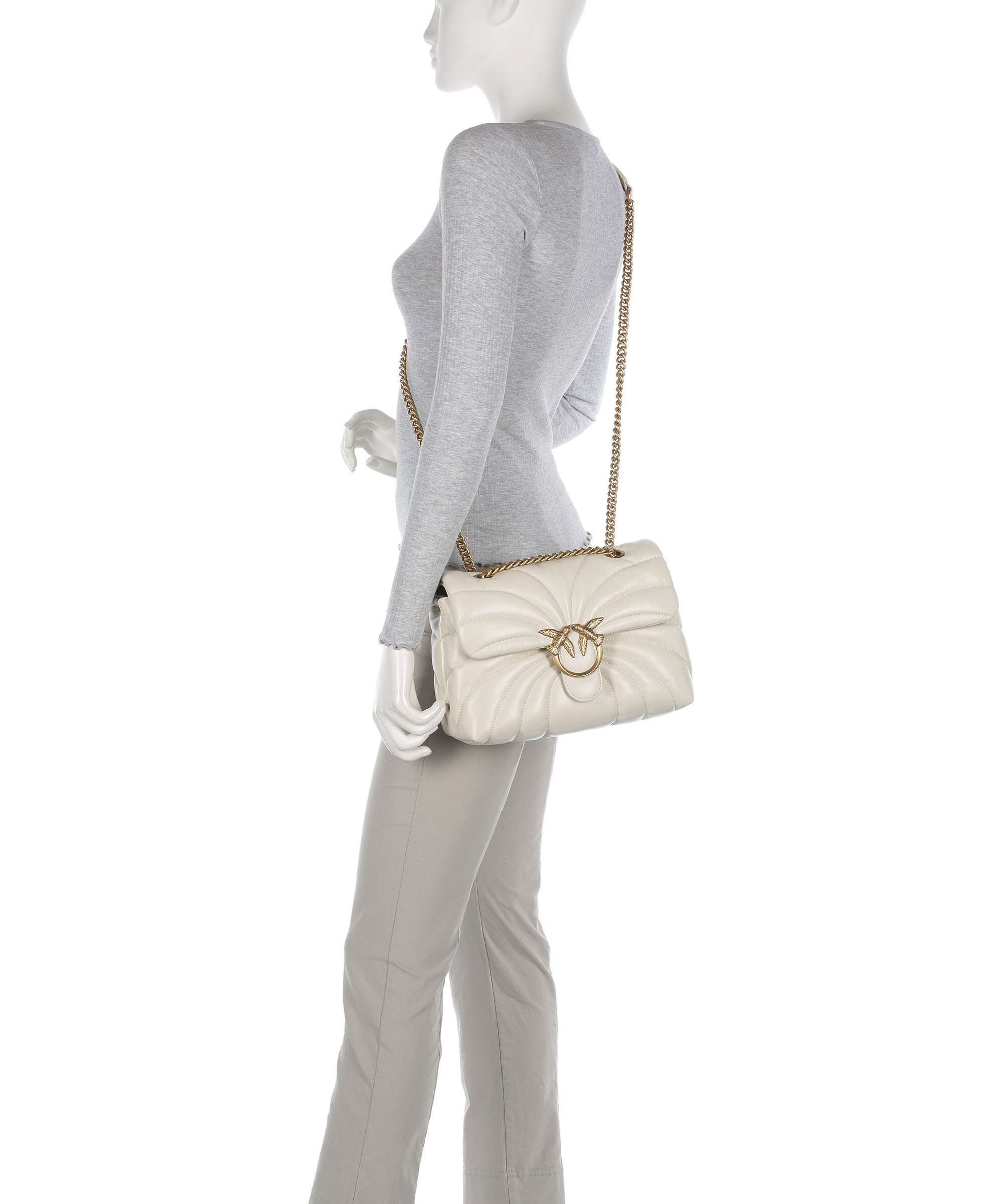 Pinko Love Puff Classic Shoulder bag bianco seta/antique gold