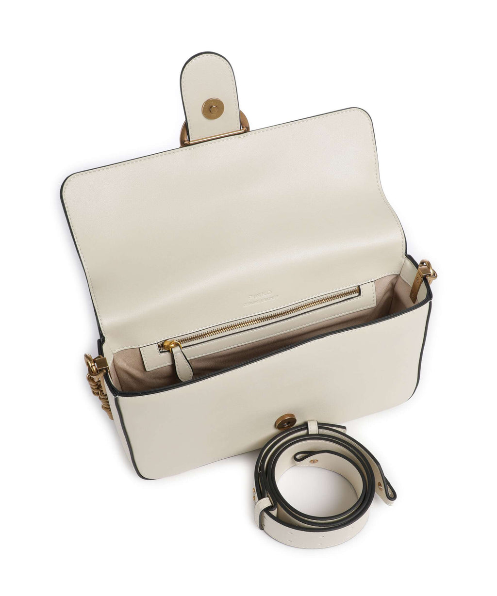 Pinko Love One Classic Slouchy Shoulder bag bianco seta/antique gold