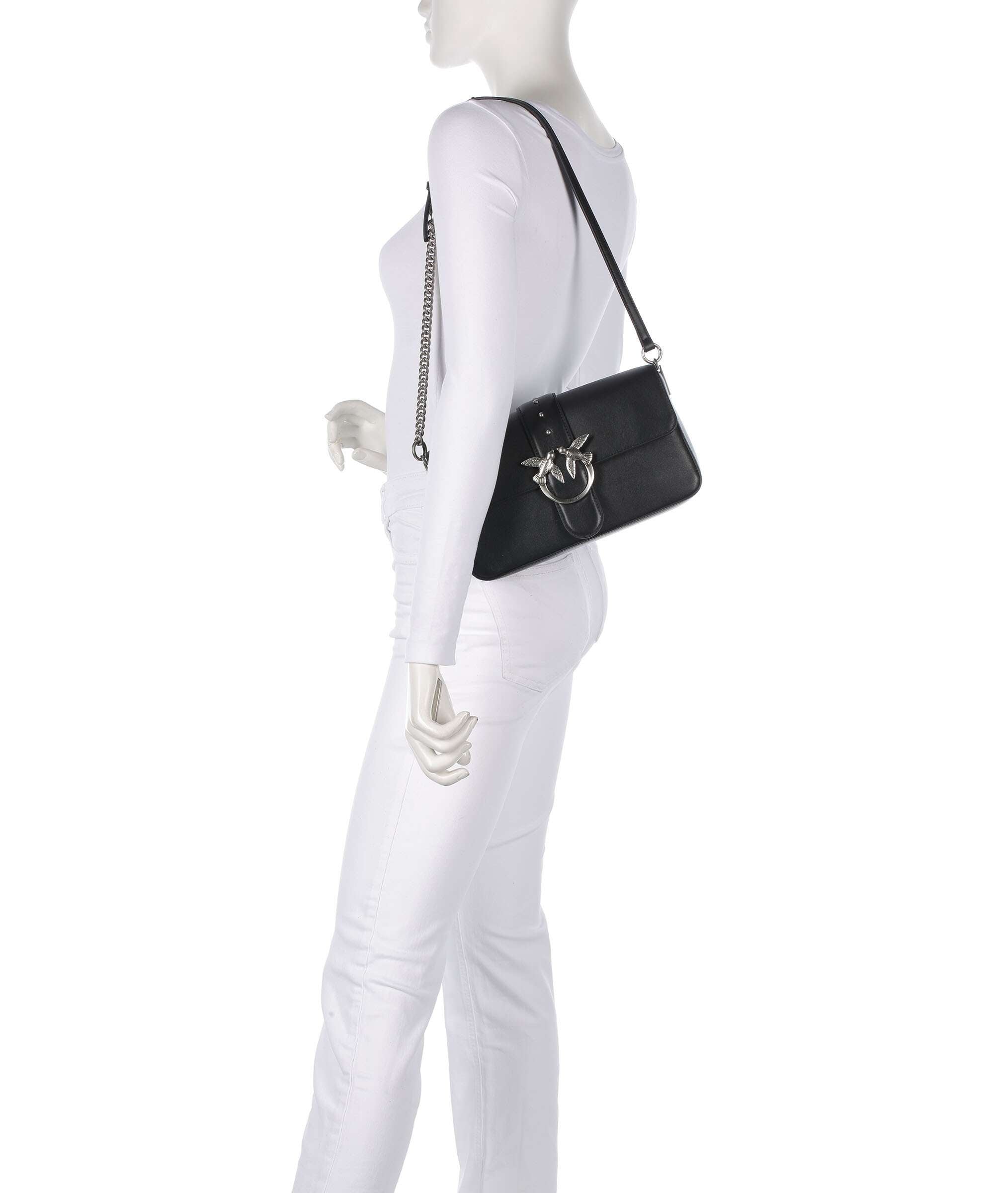 Pinko Love One Classic Slouchy Shoulder bag nero/old silver