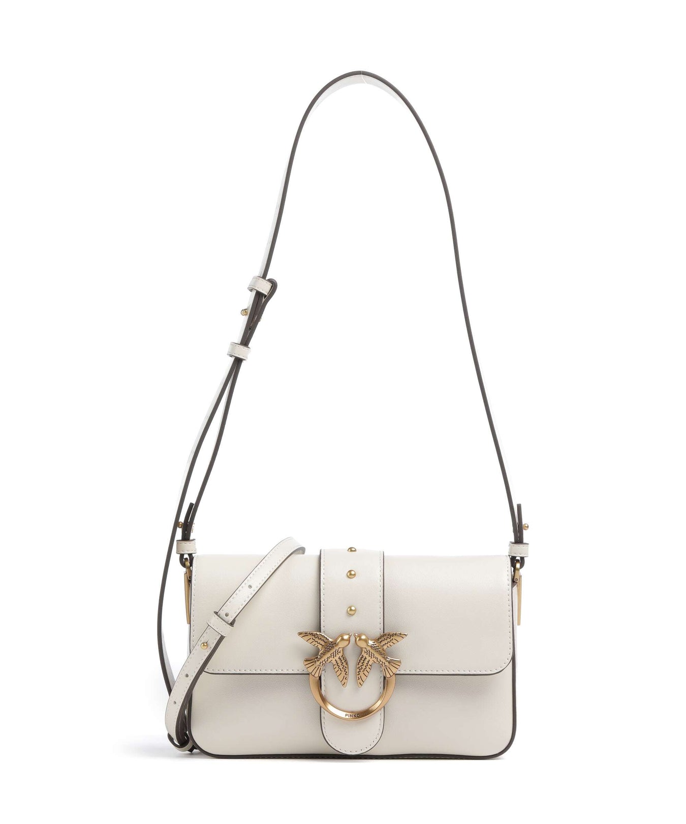 Pinko Love One Mini Slouchy Shoulder bag bianco seta/antique gold