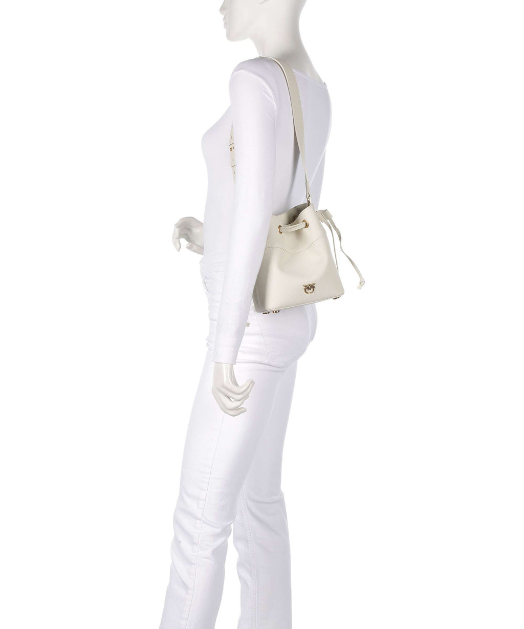 Pinko Secchiello Mini Bucket bag bianco seta/antique gold