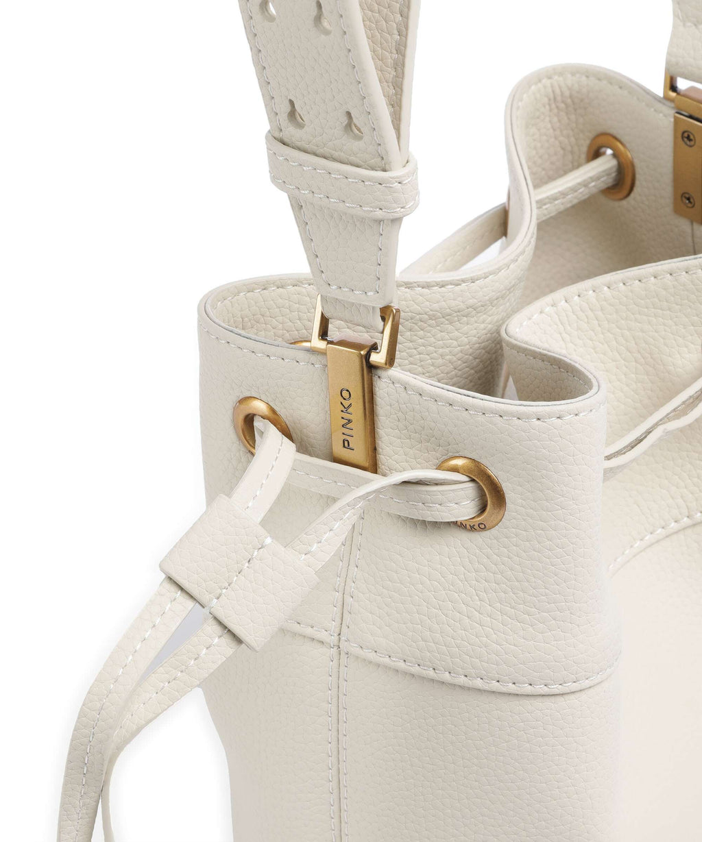 Pinko Secchiello Mini Bucket bag bianco seta/antique gold
