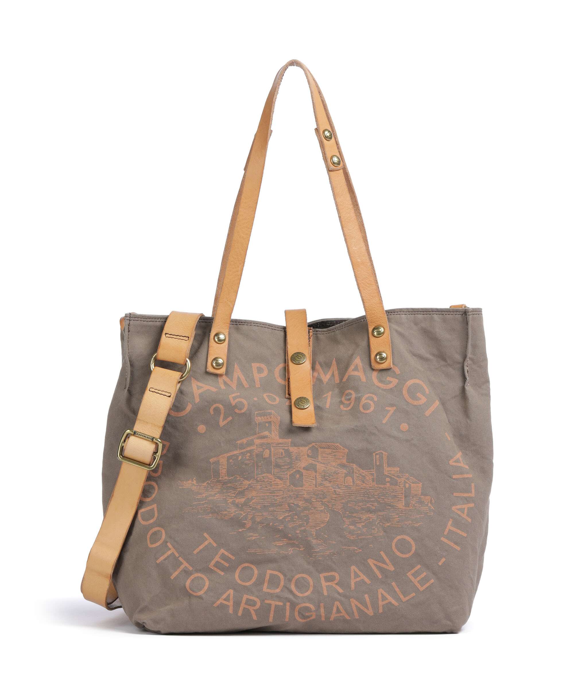 Campomaggi Tote bag verde militare/naturale/albicocca
