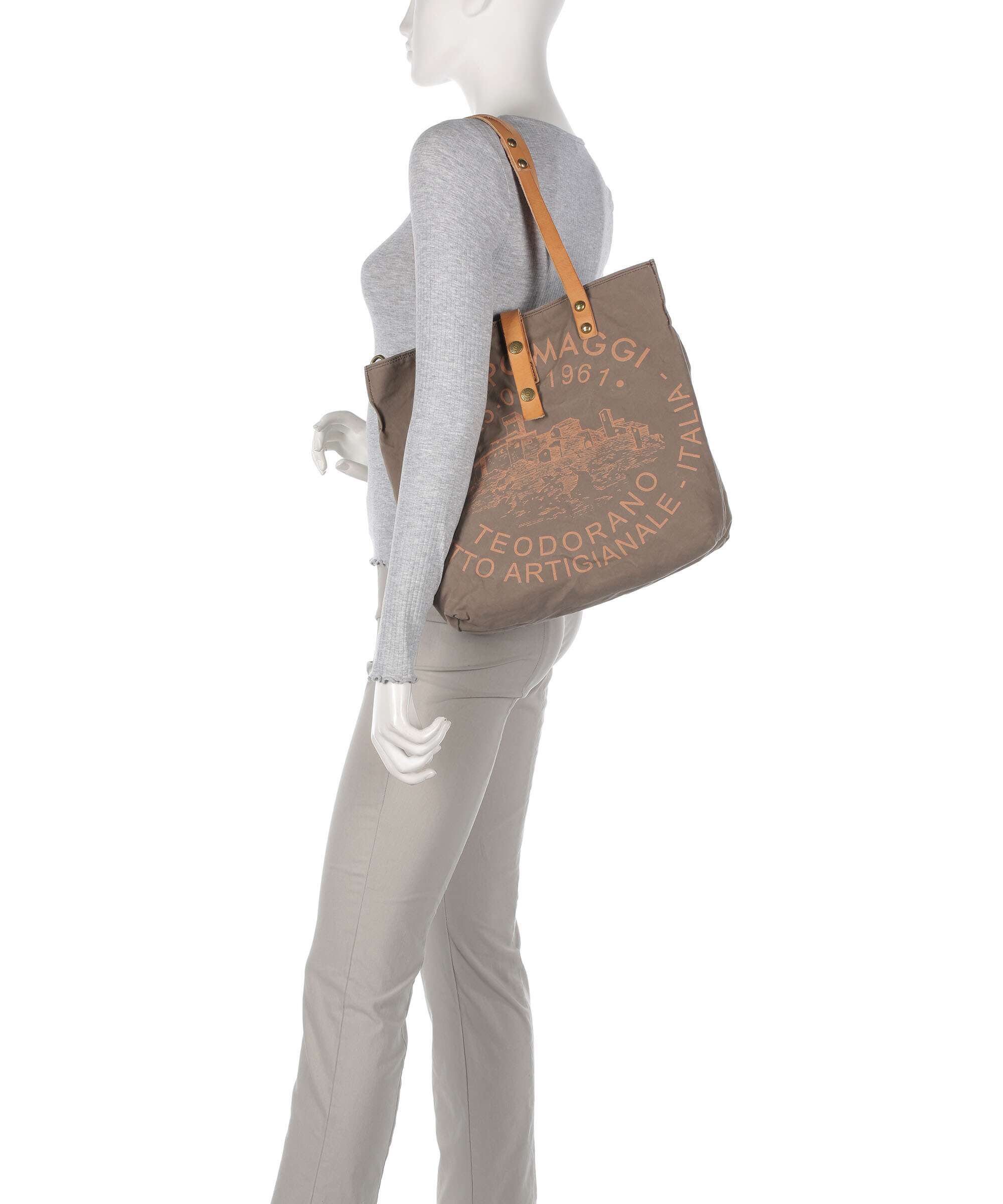Campomaggi Tote bag verde militare/naturale/albicocca