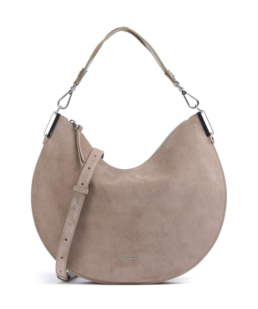 Coccinelle Sunup Suede Shoulder bag warm taupe