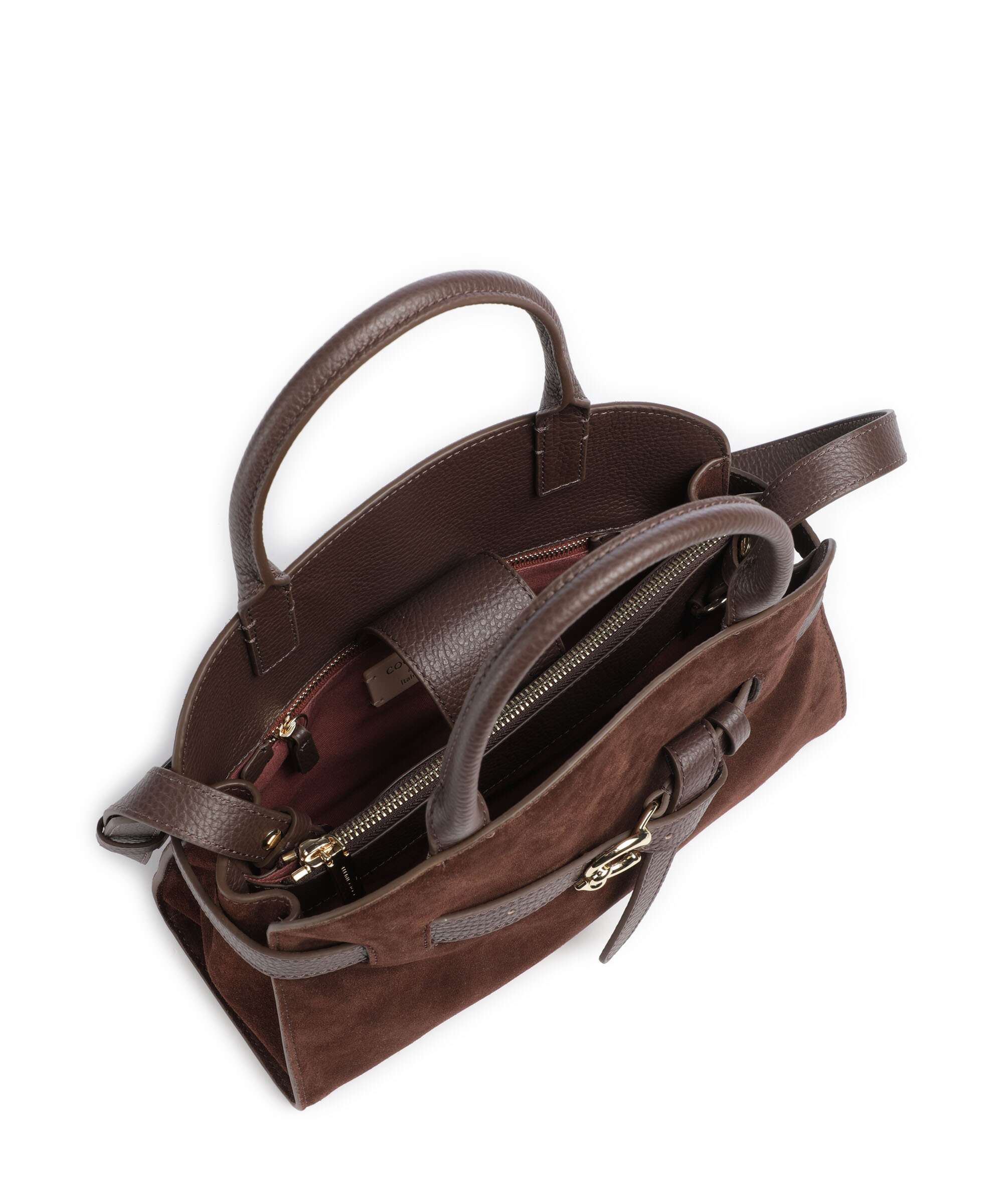 Coccinelle Sabine Suede Handbag brunette