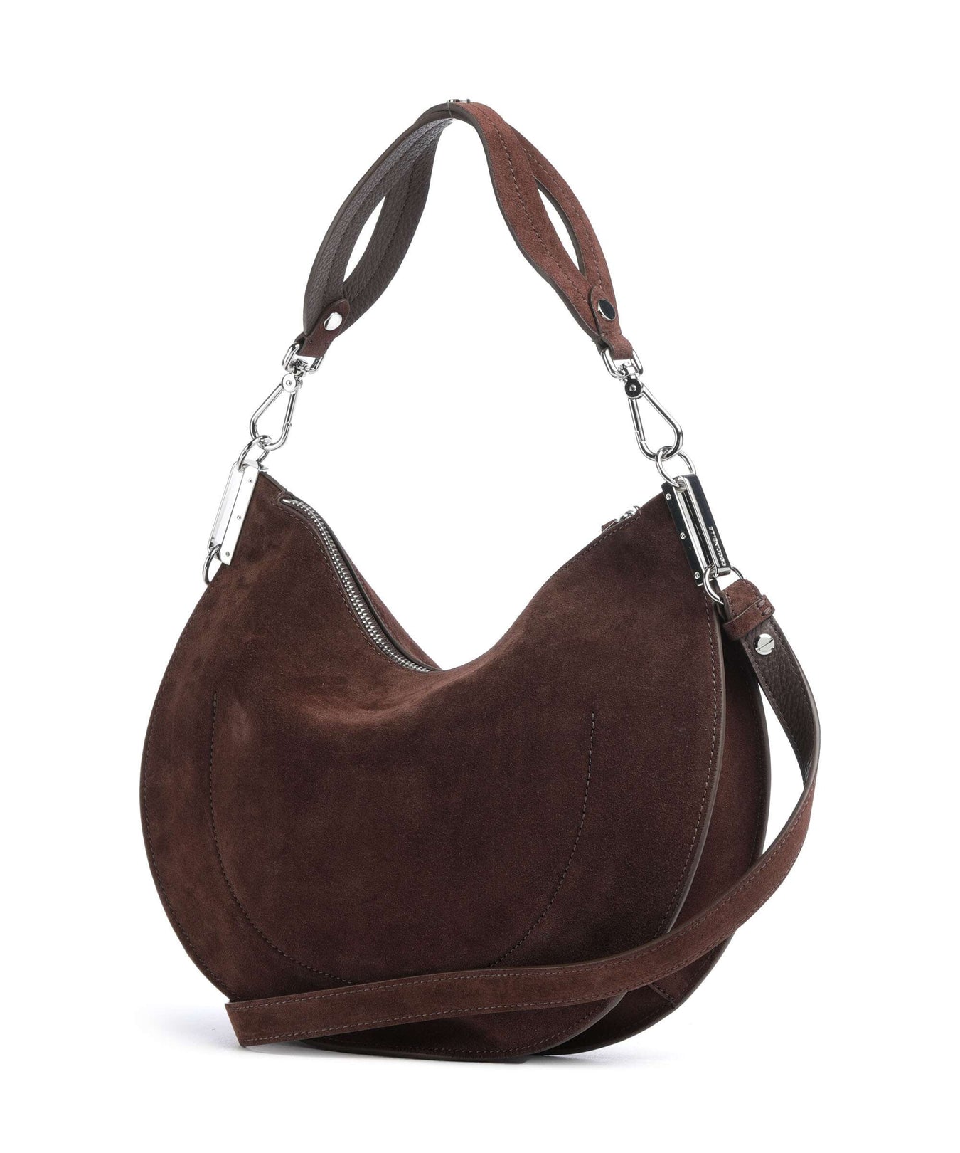 Coccinelle Sunup Suede Hobo bag brunette
