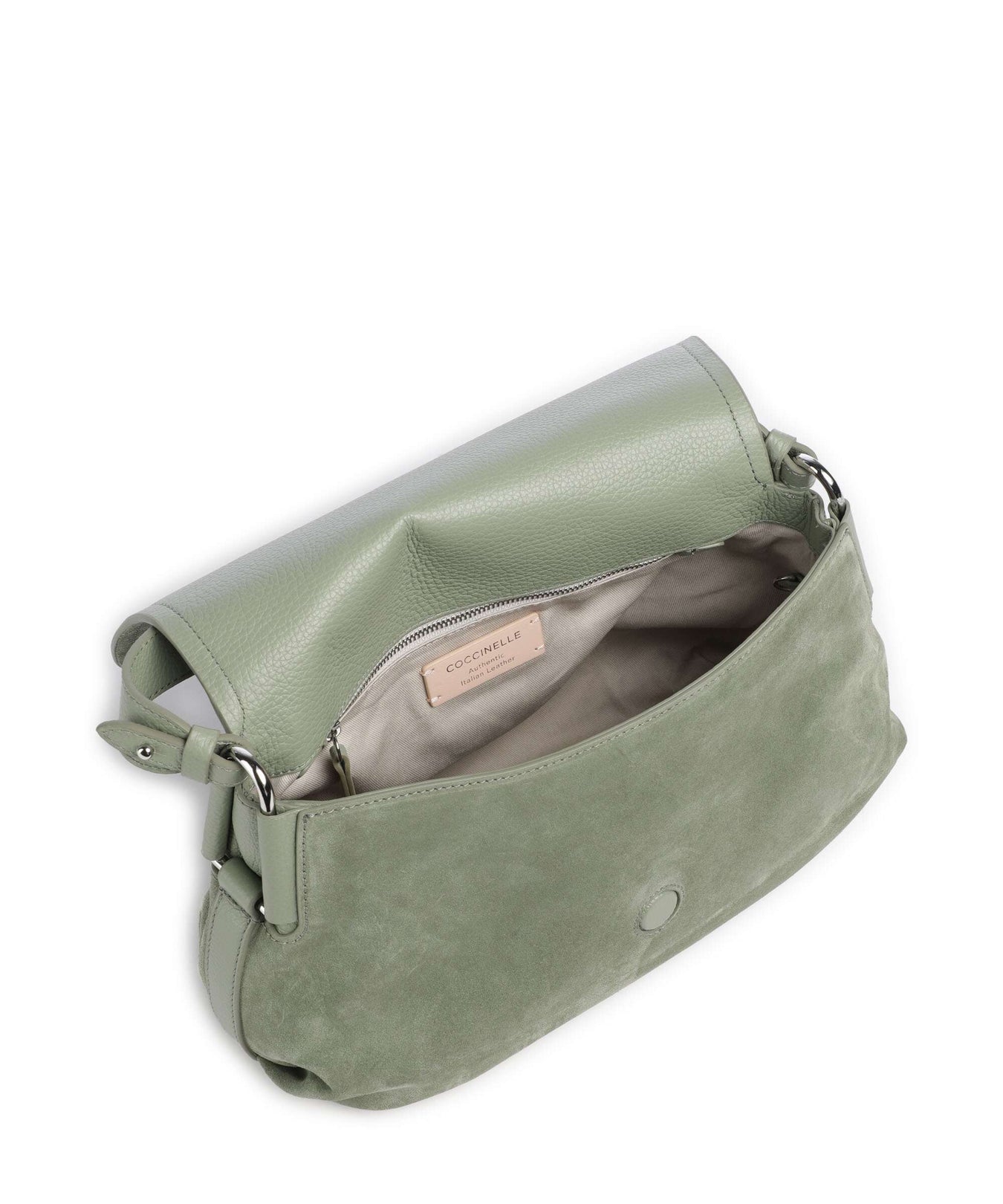 Coccinelle Rebekka Suede Shoulder bag greenery