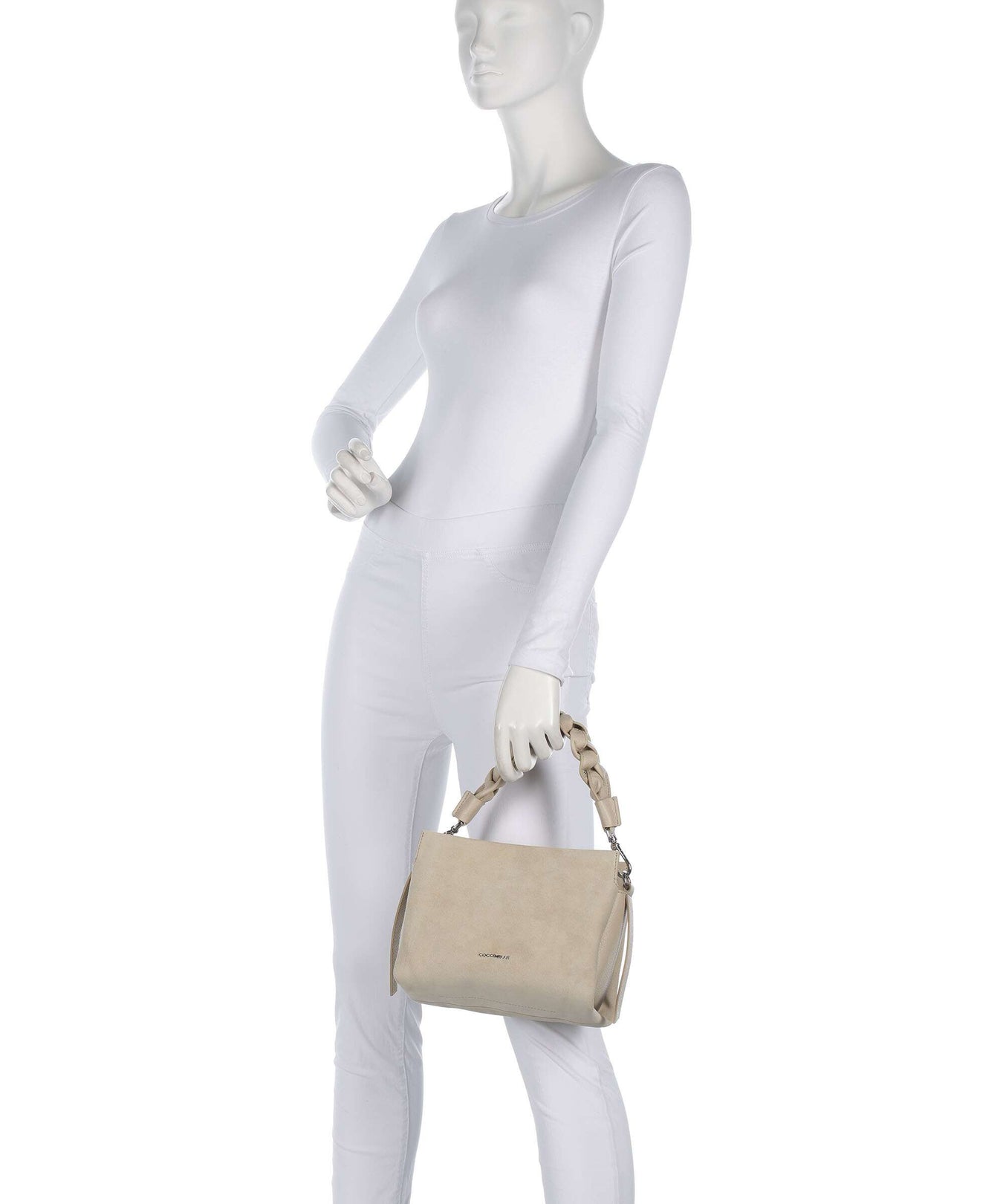 Coccinelle Boheme Suede Handbag sandshell