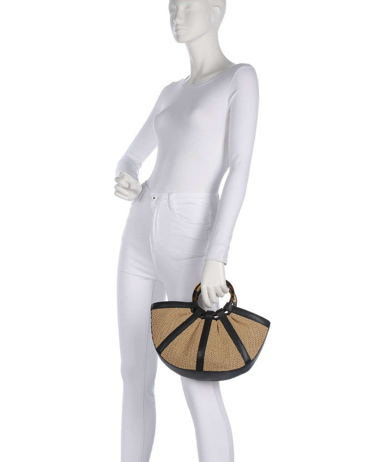 Coccinelle Shell Straw Handbag natural/noir