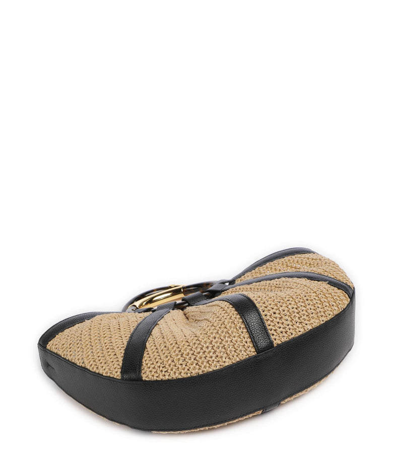 Coccinelle Shell Straw Handbag natural/noir