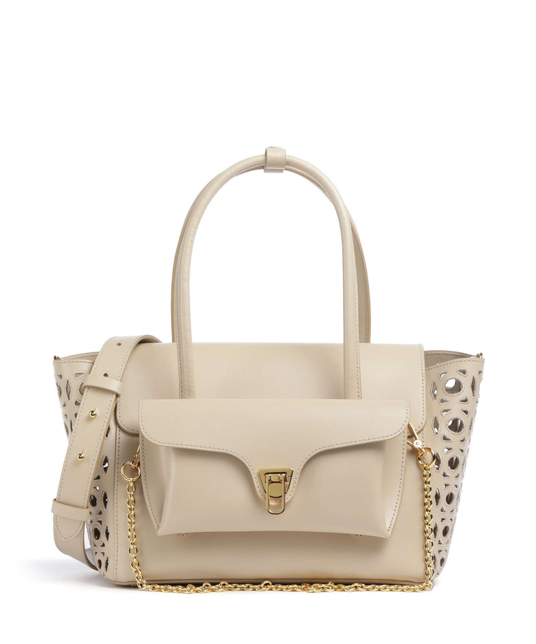 Coccinelle Beat Double Monogram Handbag sandshell