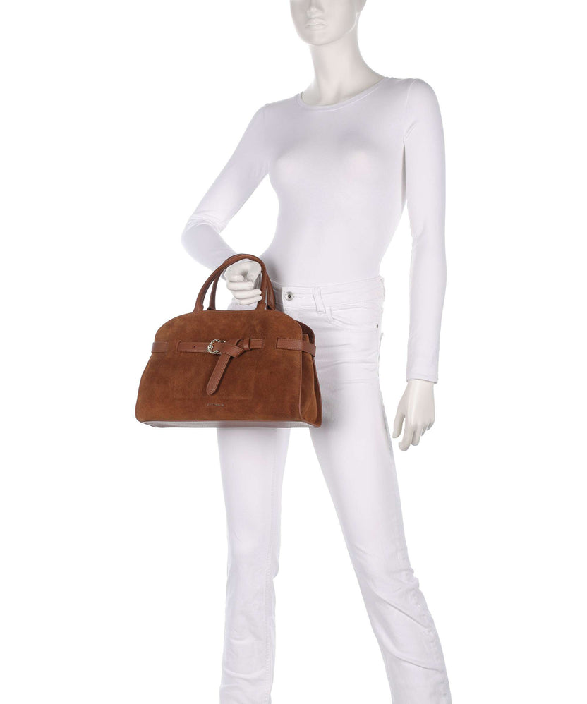 Coccinelle Sabine Suede Handbag cognac