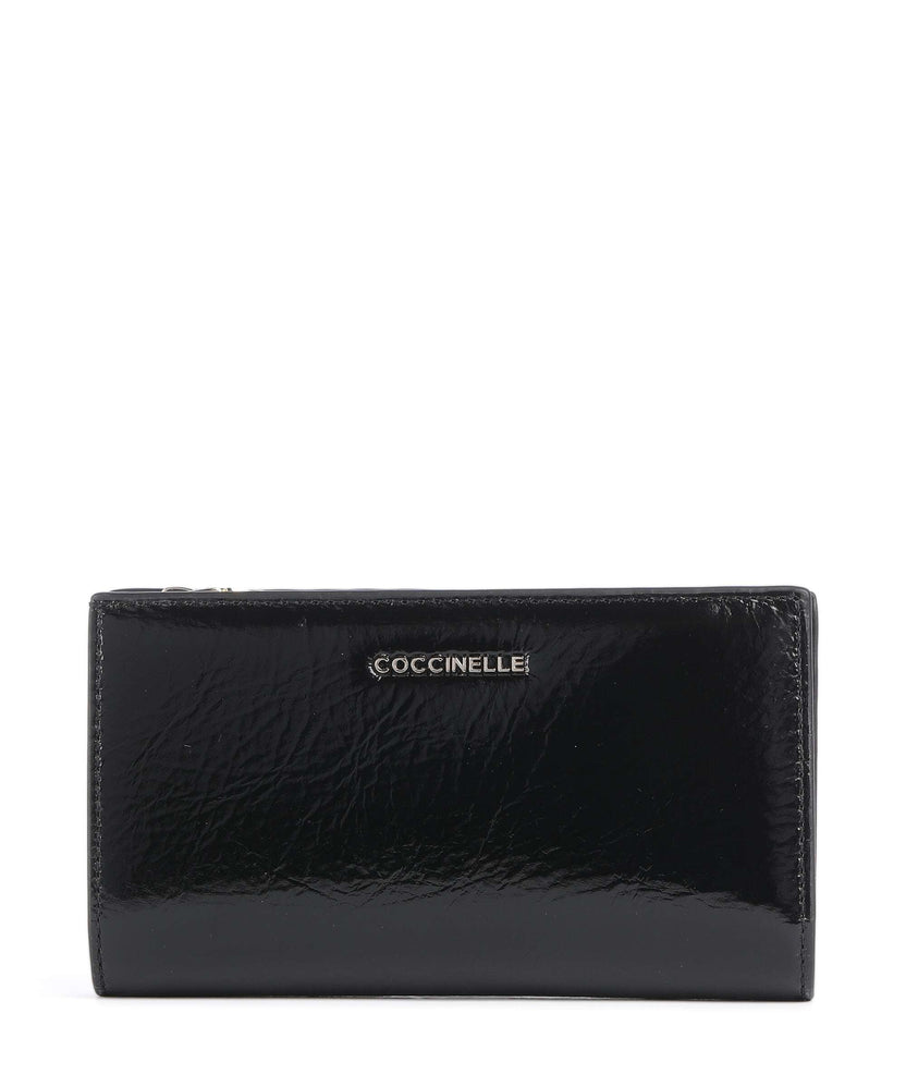 Coccinelle Metallic Shiny Wrinkled Wallet noir