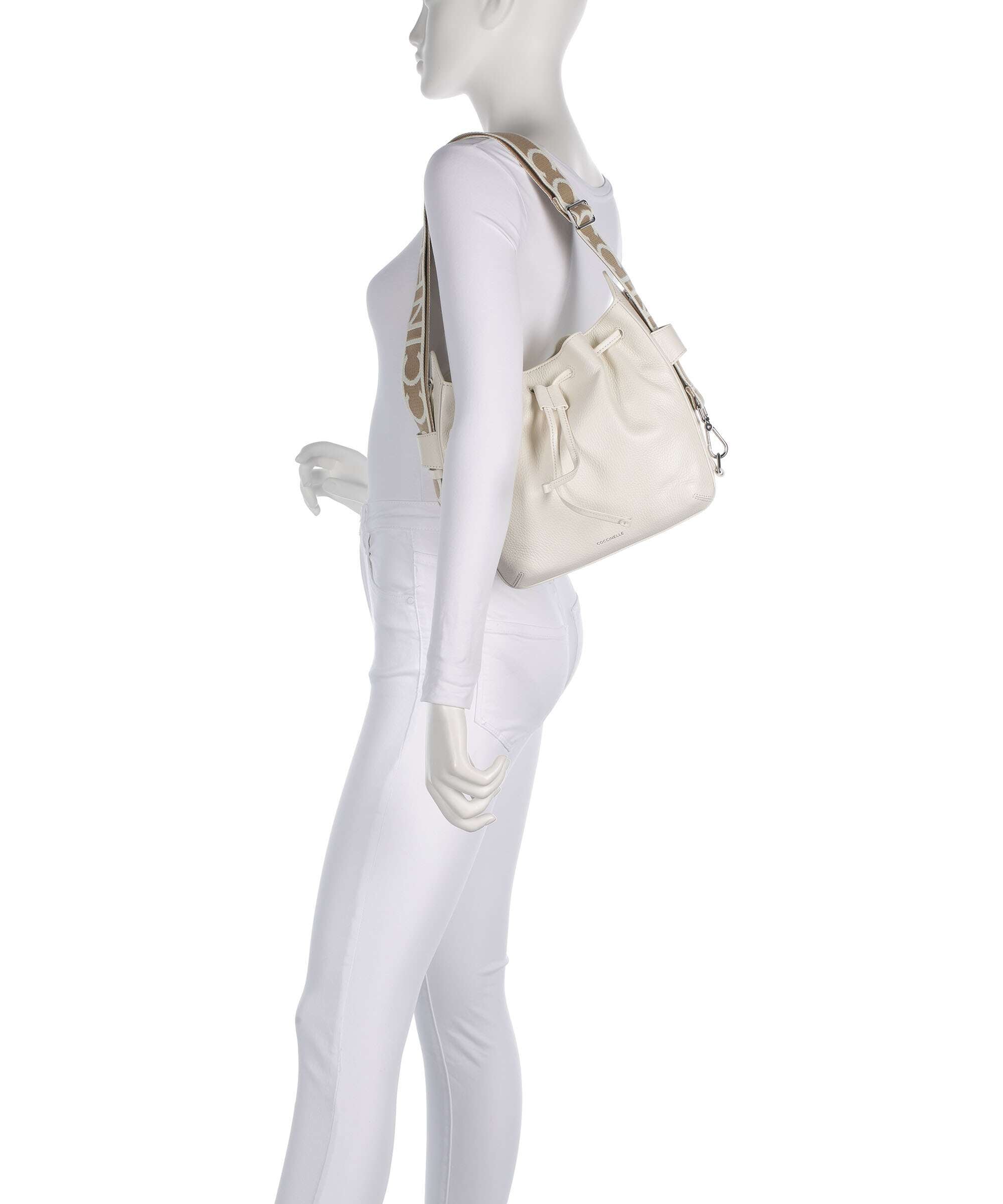 Coccinelle Gretel Ribbon Bucket bag pearl
