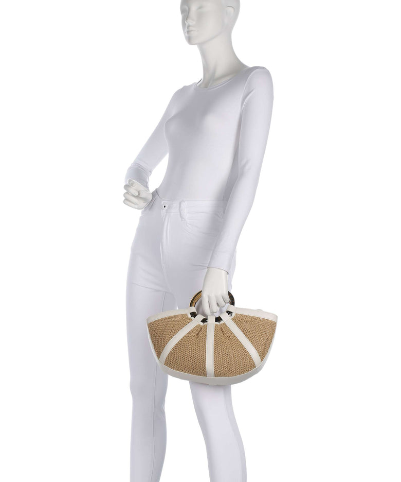 Coccinelle Shell Straw Handbag natural/pearl