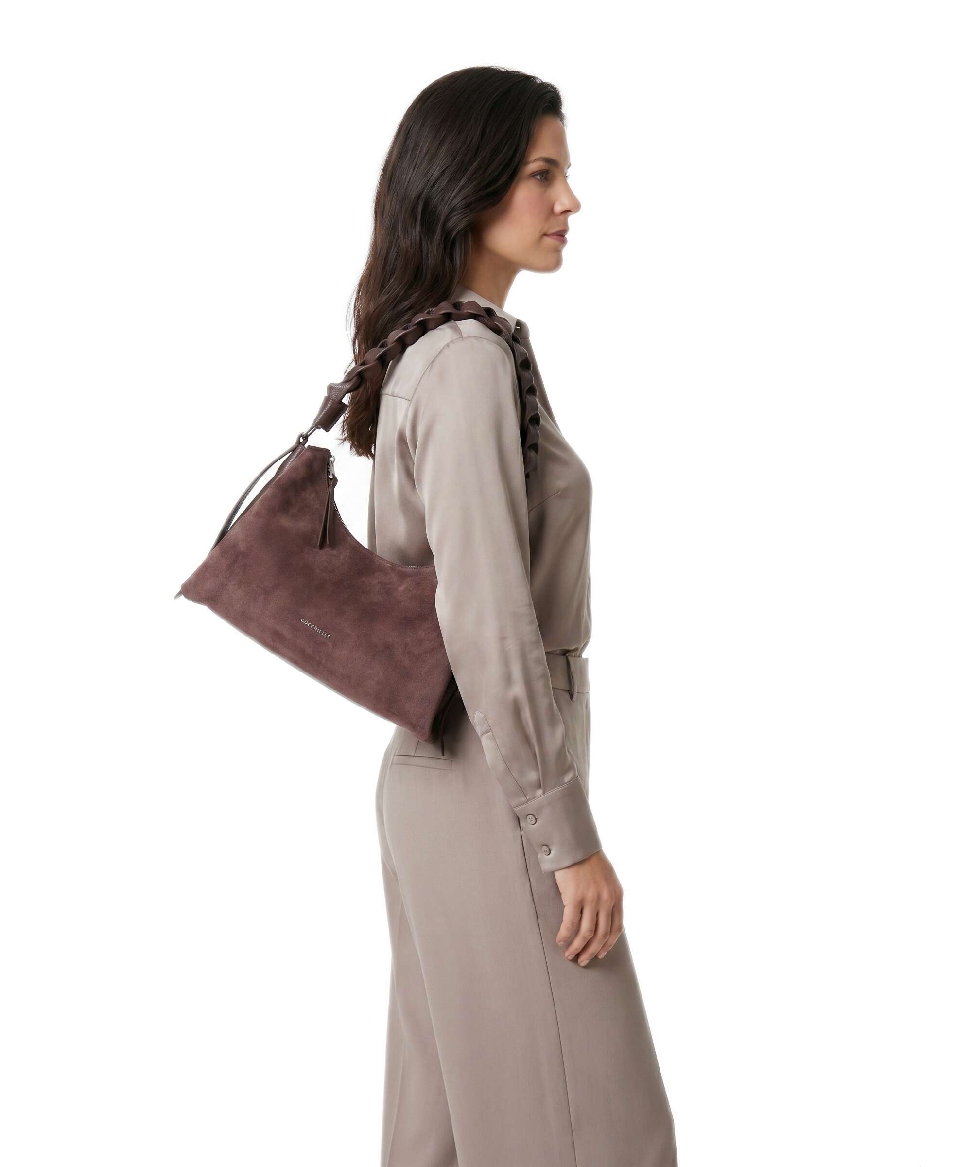 Coccinelle Boheme Suede Shoulder bag berry