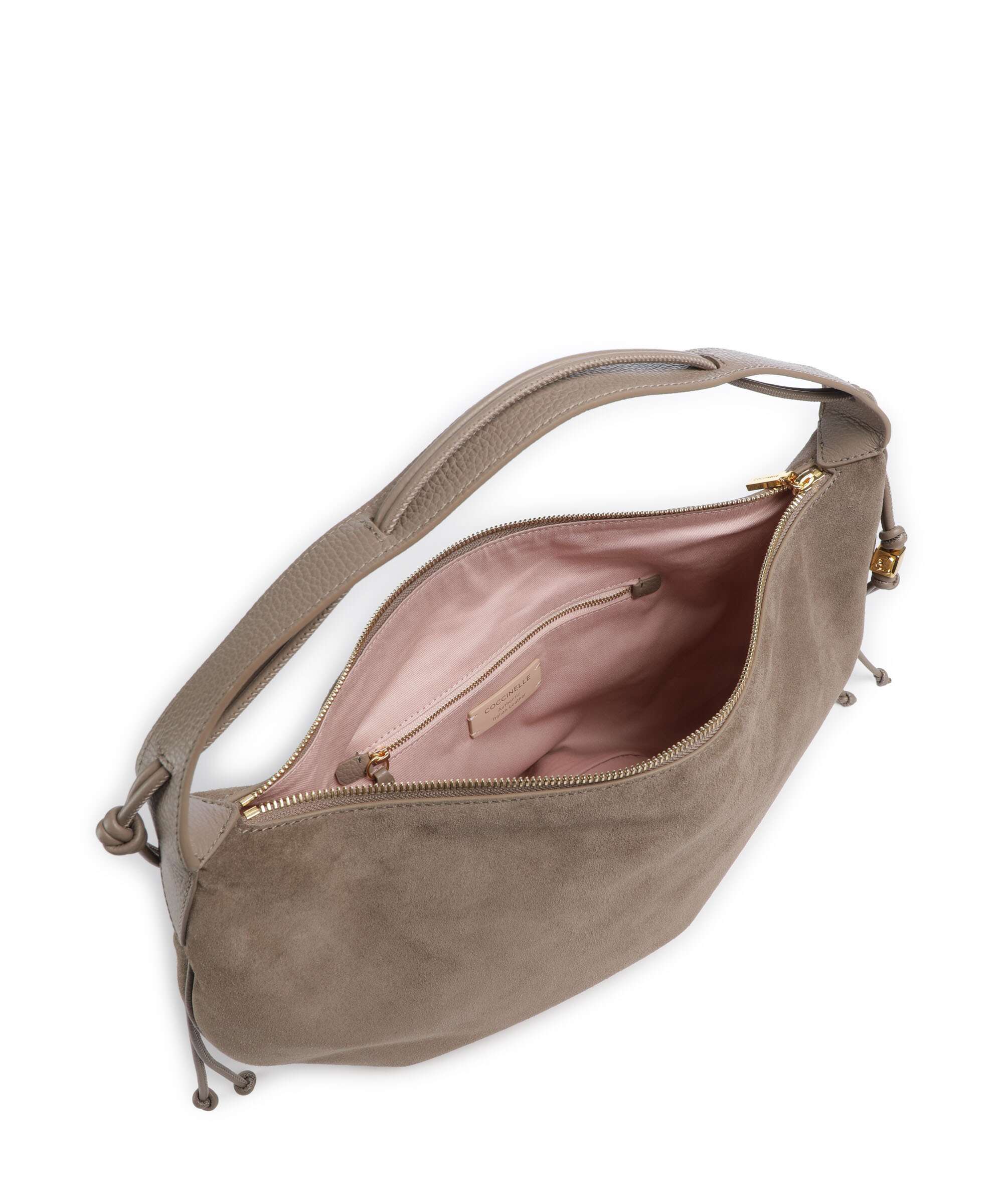 Coccinelle Thess Suede Hobo bag warm taupe