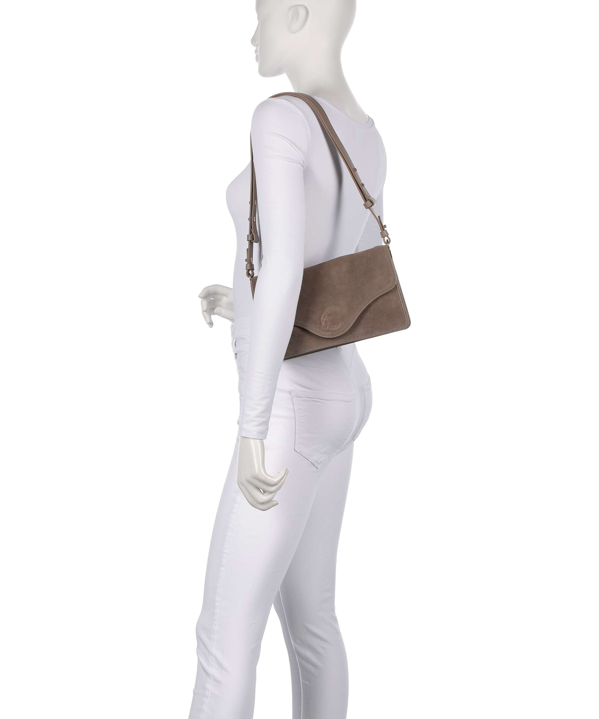 Coccinelle C-Me Softy Suede Shoulder bag warm taupe