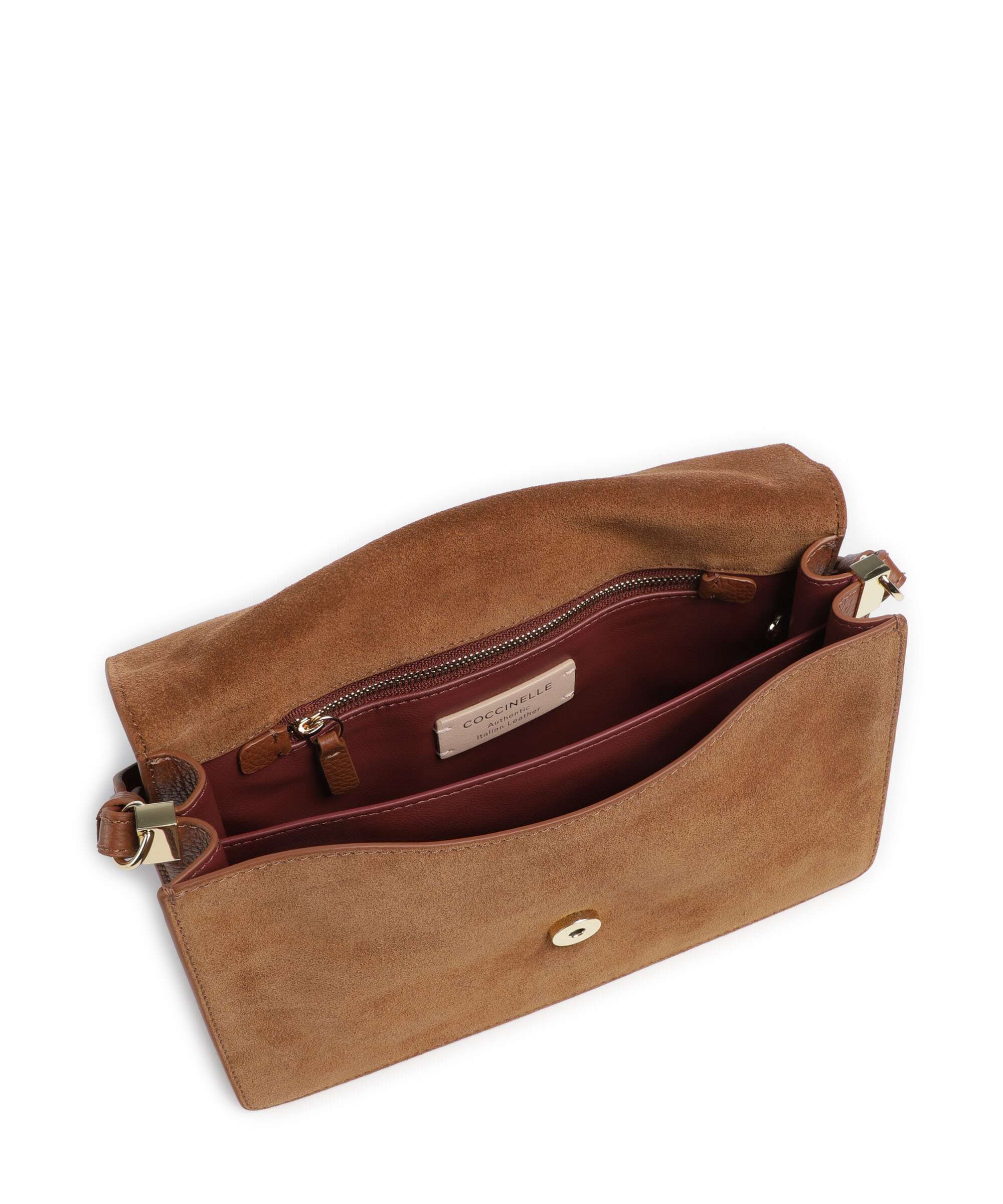 Coccinelle C-Me Softy Suede Shoulder bag cognac