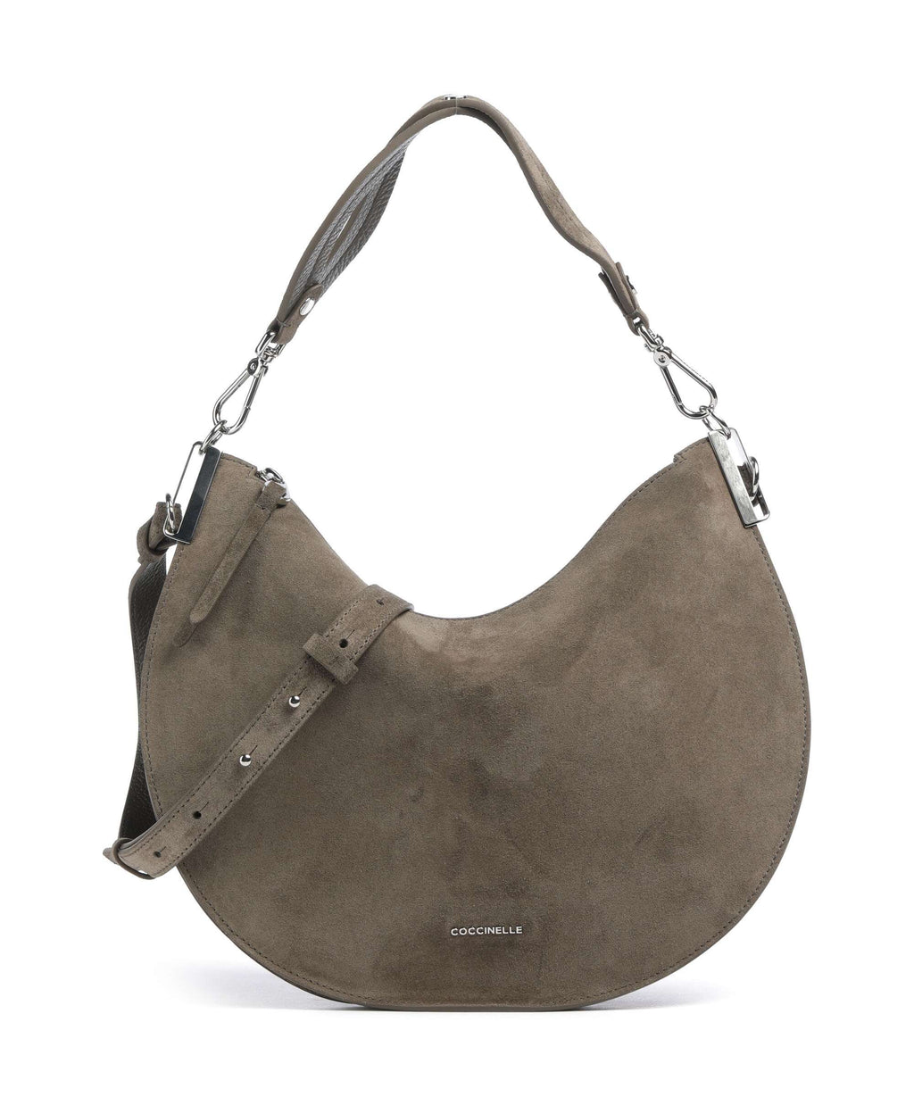 Coccinelle Sunup Suede Hobo bag fango