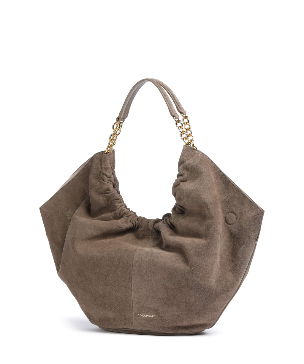 Coccinelle Smash Suede Hobo bag warm taupe