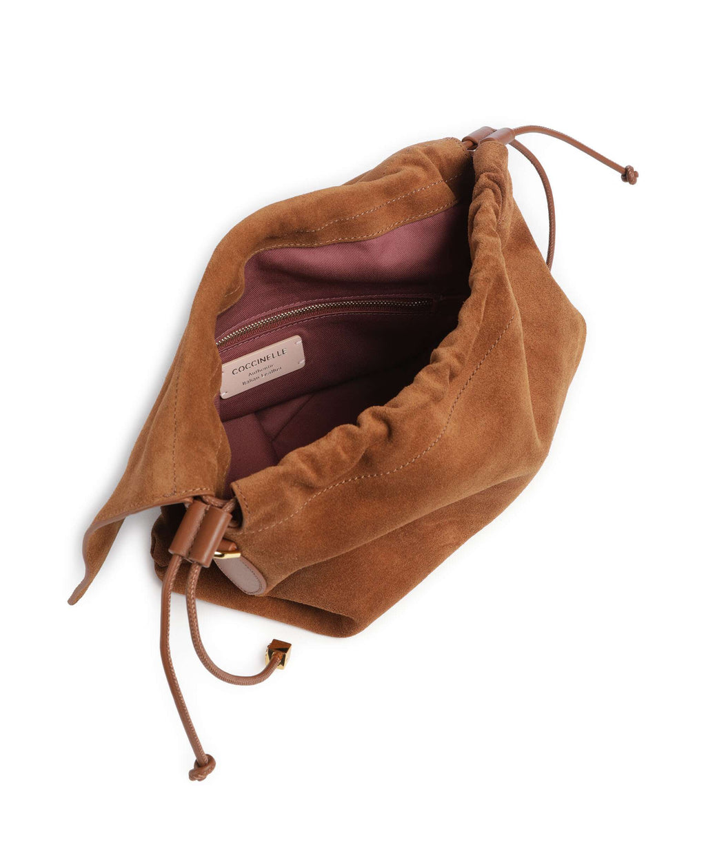 Coccinelle Lidia Suede Hobo bag cognac