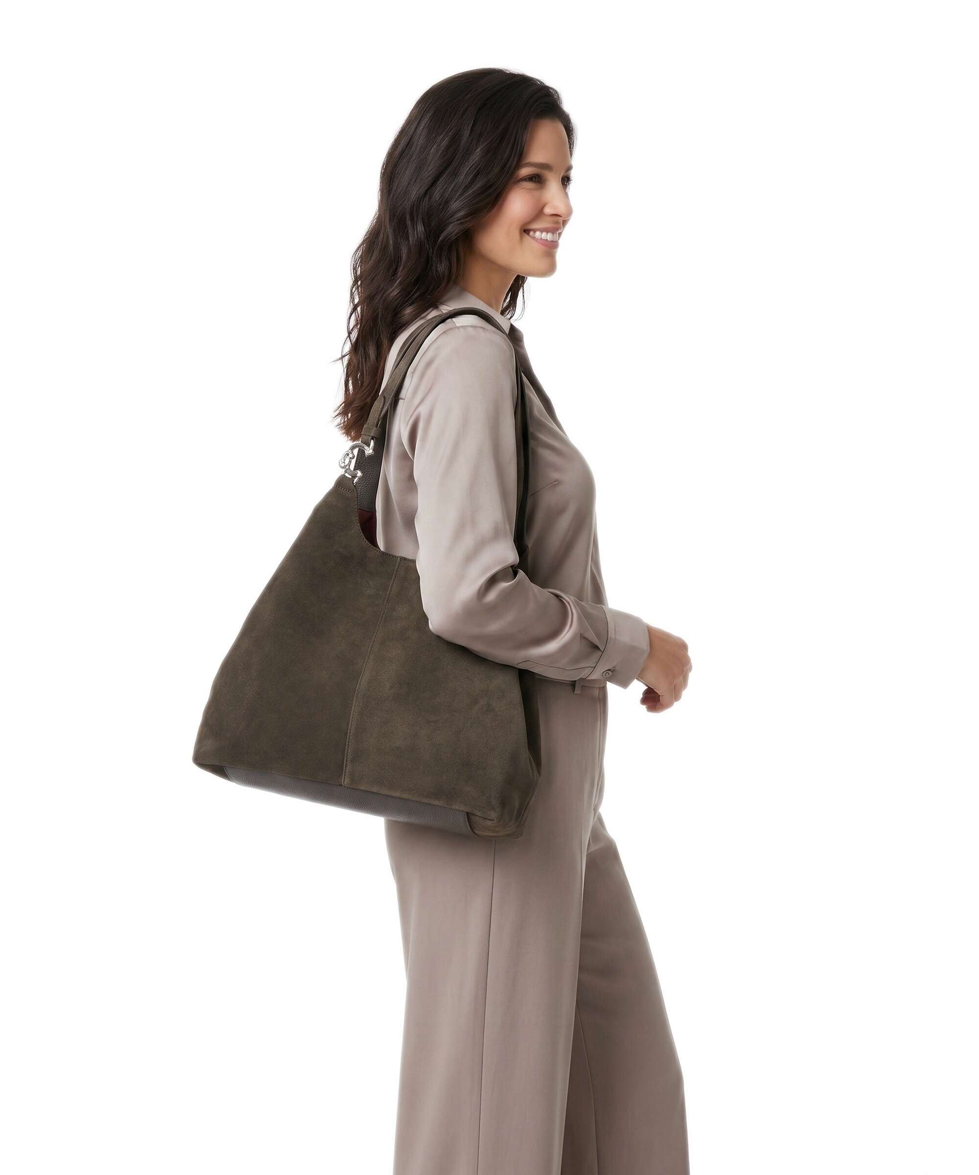 Coccinelle C-Easy Suede Hobo bag fango