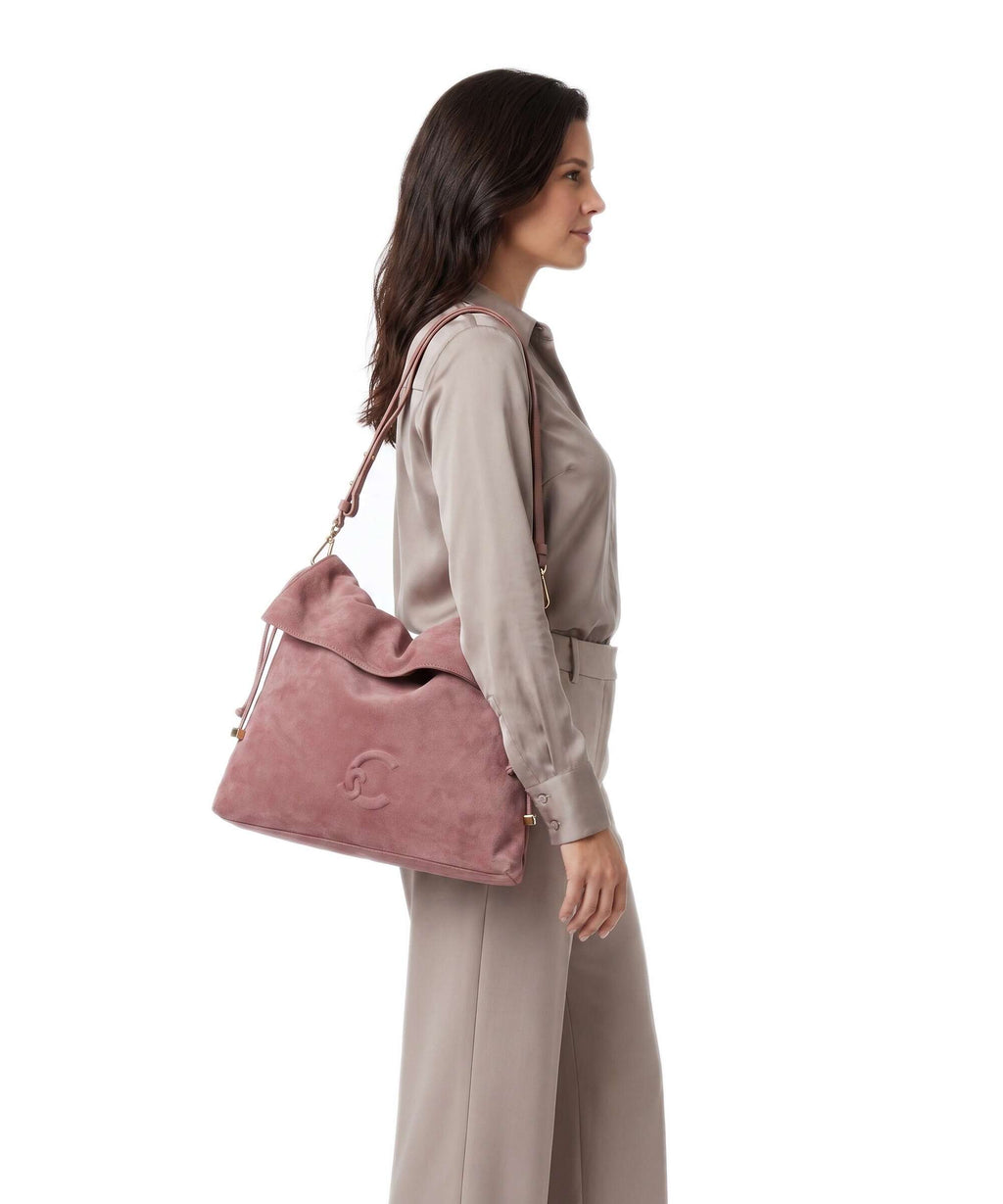 Coccinelle Lidia Suede Hobo bag winter rose