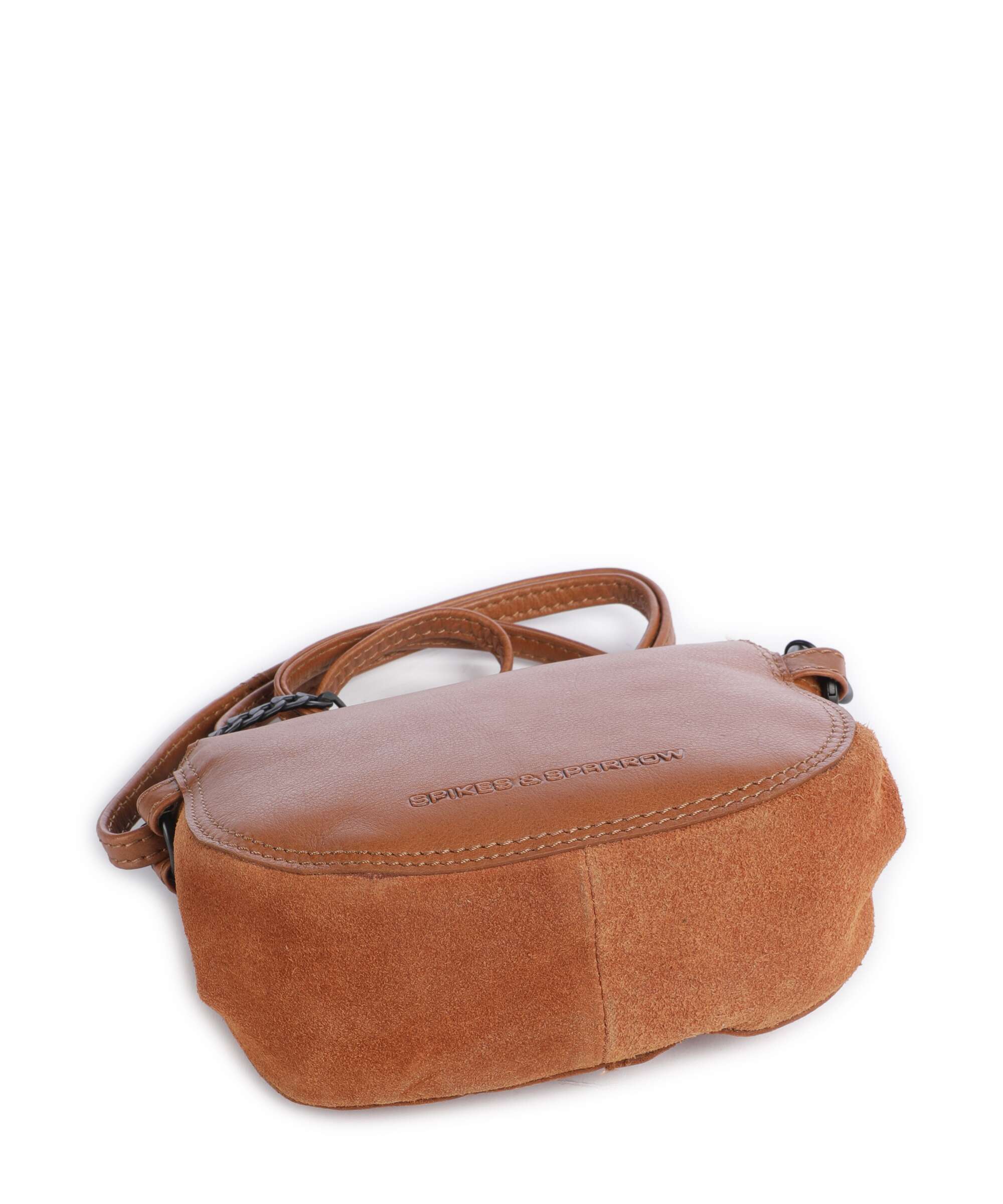Spikes & Sparrow Suede Mix Delaine Crossbody bag brandy