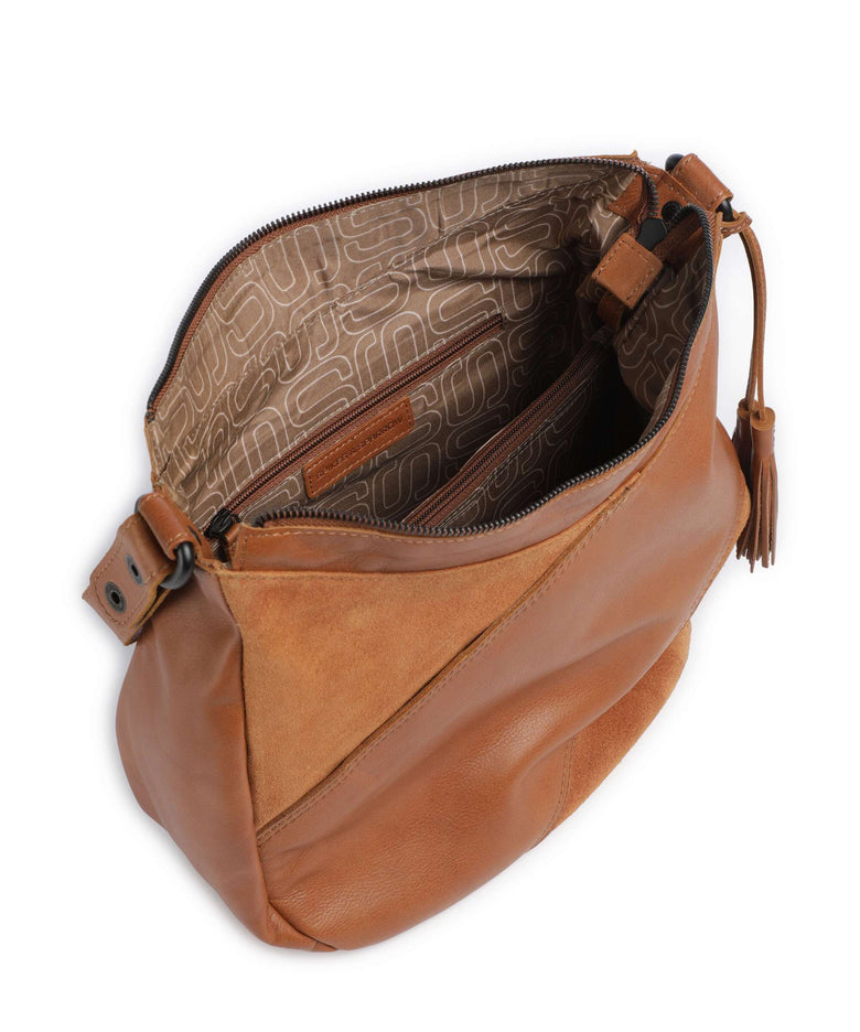 Spikes & Sparrow Suede Mix Natalia Hobo bag brandy