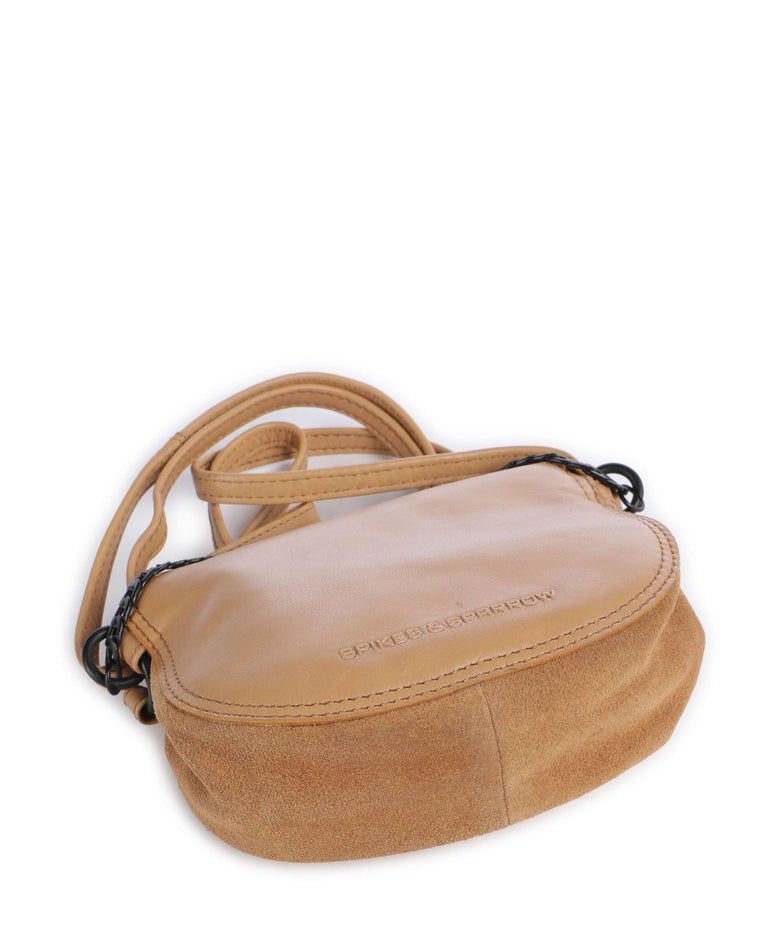 Spikes & Sparrow Suede Mix Delaine Crossbody bag camel