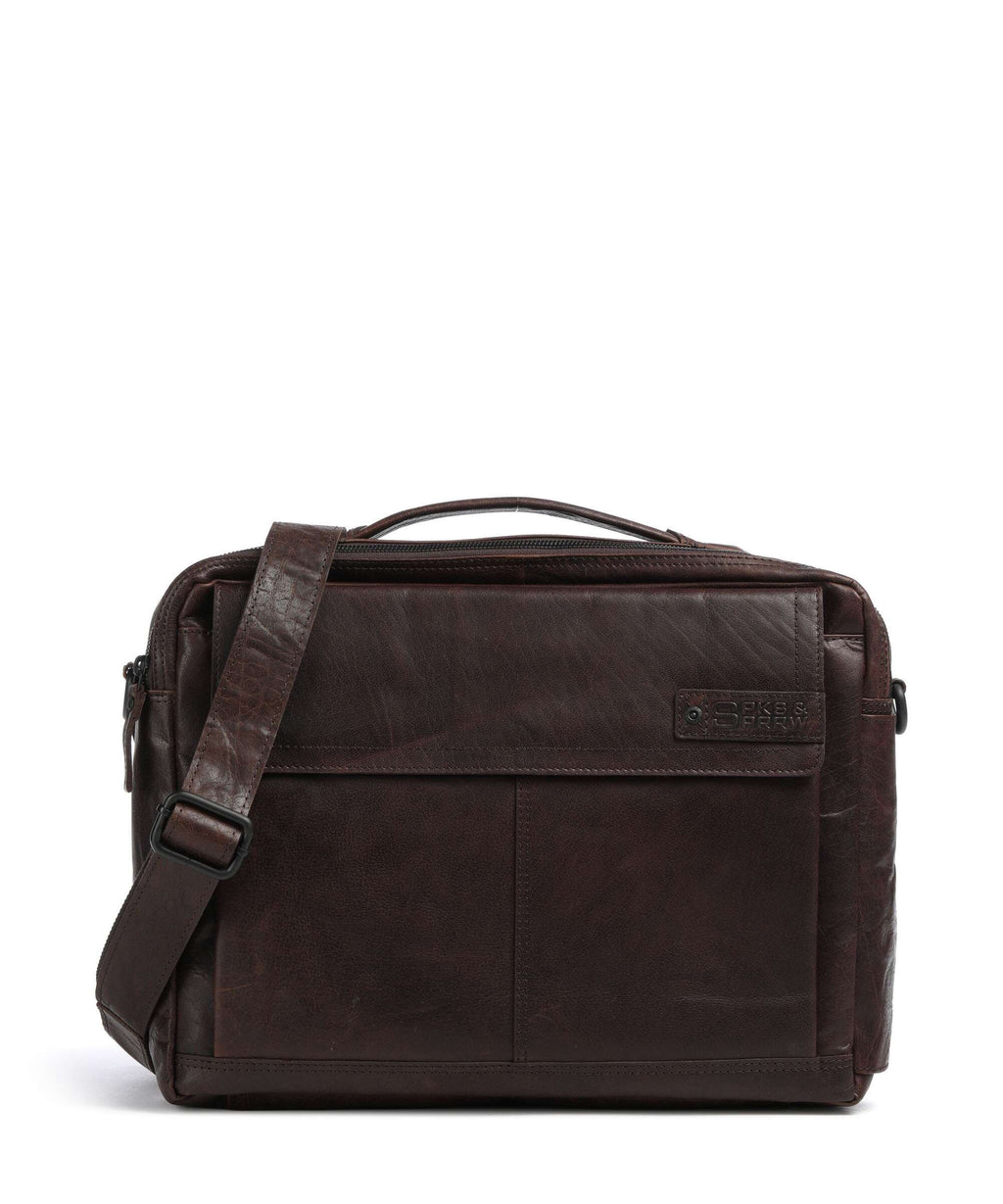 Spikes & Sparrow Bronco Henry Briefcase dark brown