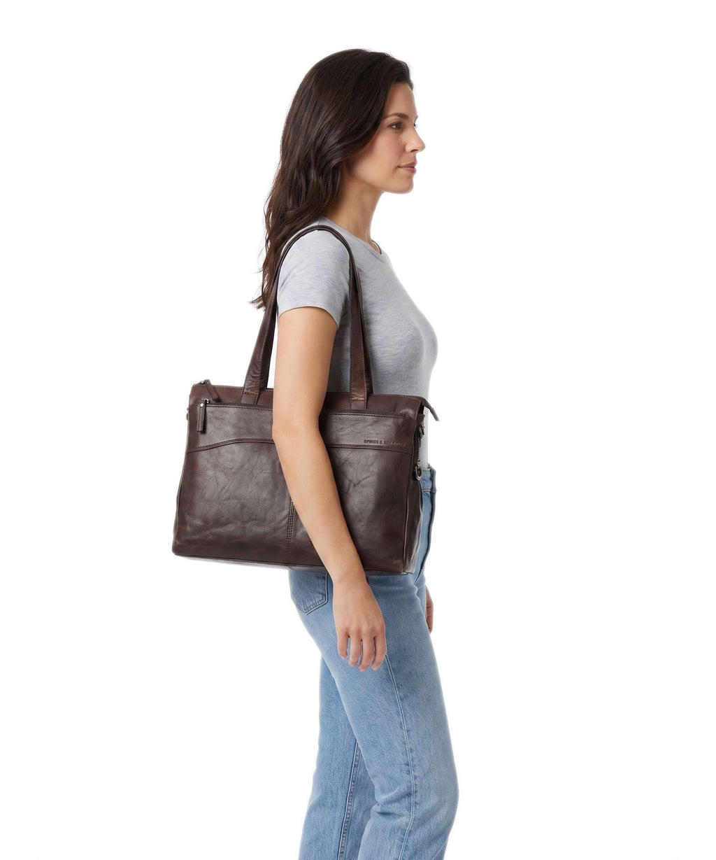 Spikes & Sparrow Bronco Yasmijn Tote bag dark brown