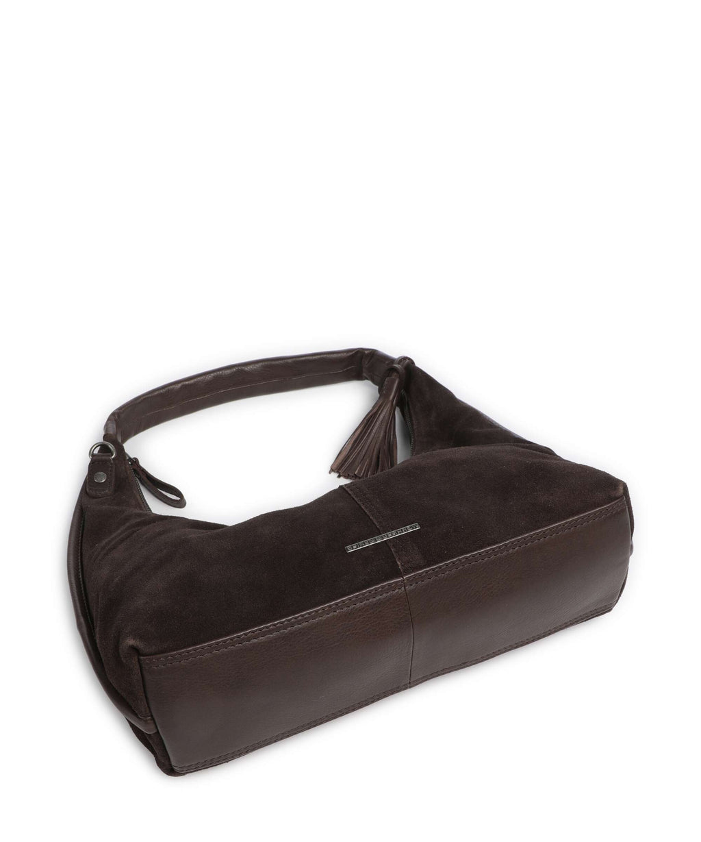 Spikes & Sparrow Suede Mix Gwyn Hobo bag dark brown