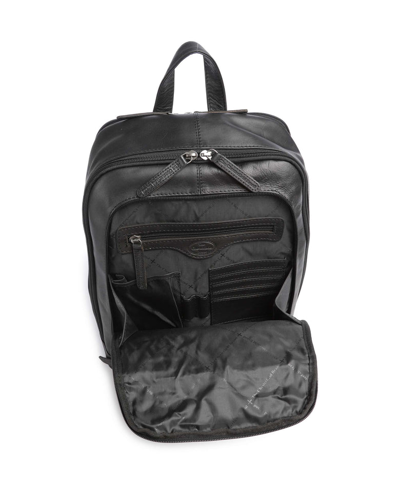 The Chesterfield Brand Cow Wax Pull Up Detroit Backpack black