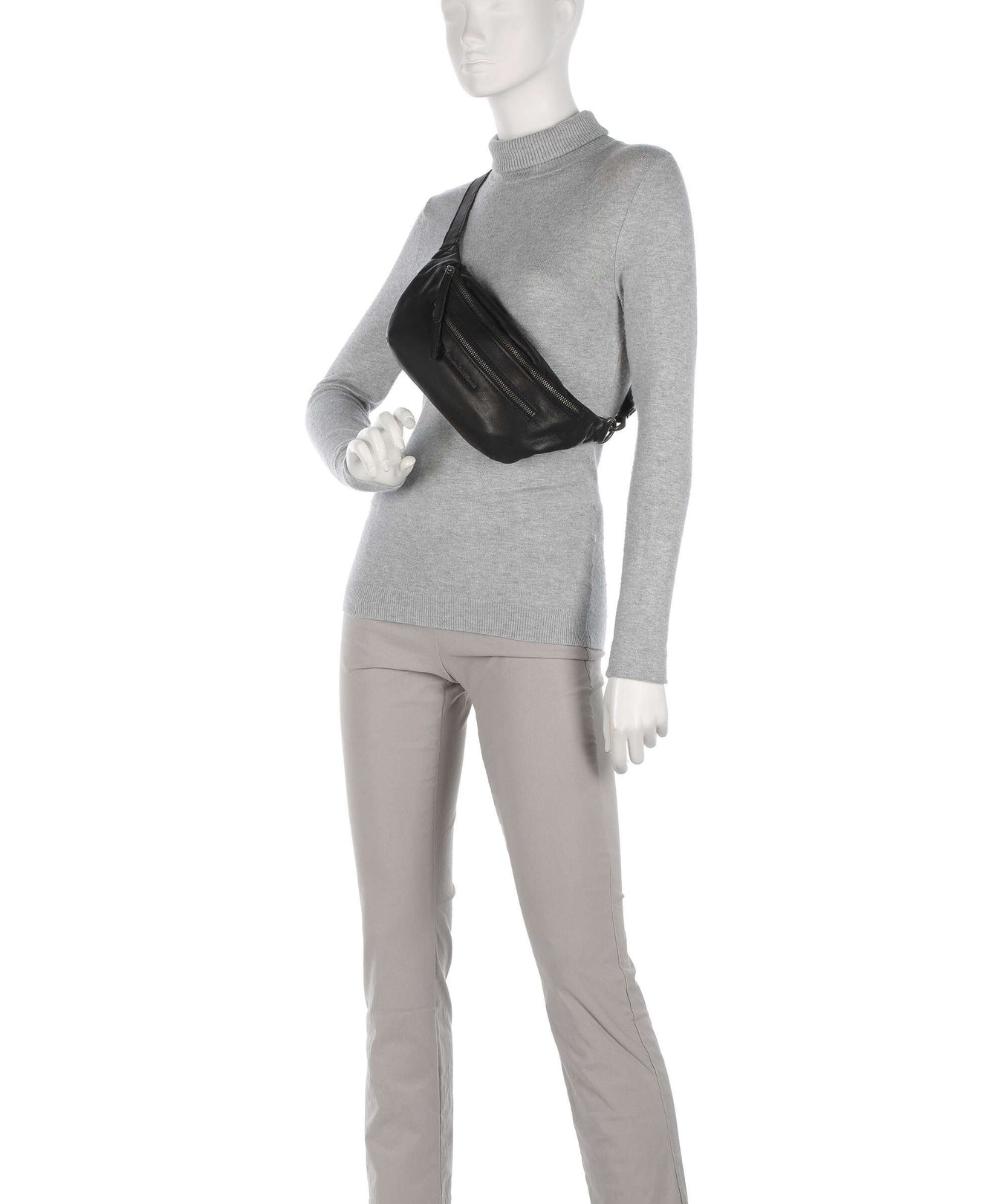 The Chesterfield Brand Washed Waxed Cow Severo Fanny pack black