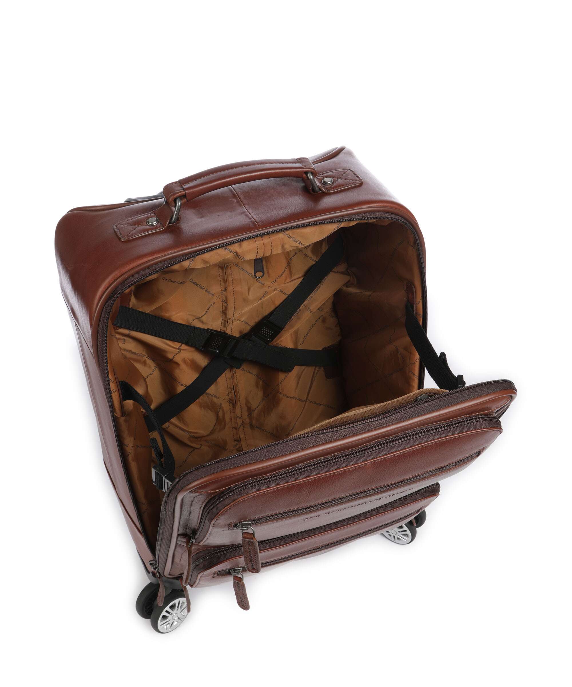 The Chesterfield Brand Wax Pull Up Cow San Marino Spinner (4 wheels) cognac
