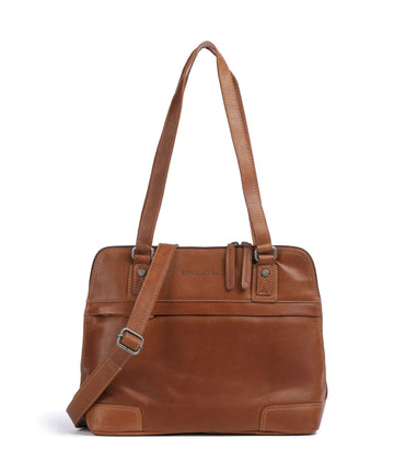 The Chesterfield Brand Cow Wax Pull Up Belgrado Sac porté épaule cognac