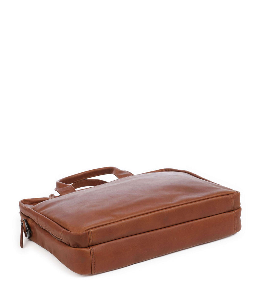The Chesterfield Brand Cow Wax Pull Up Frazer Briefcase cognac