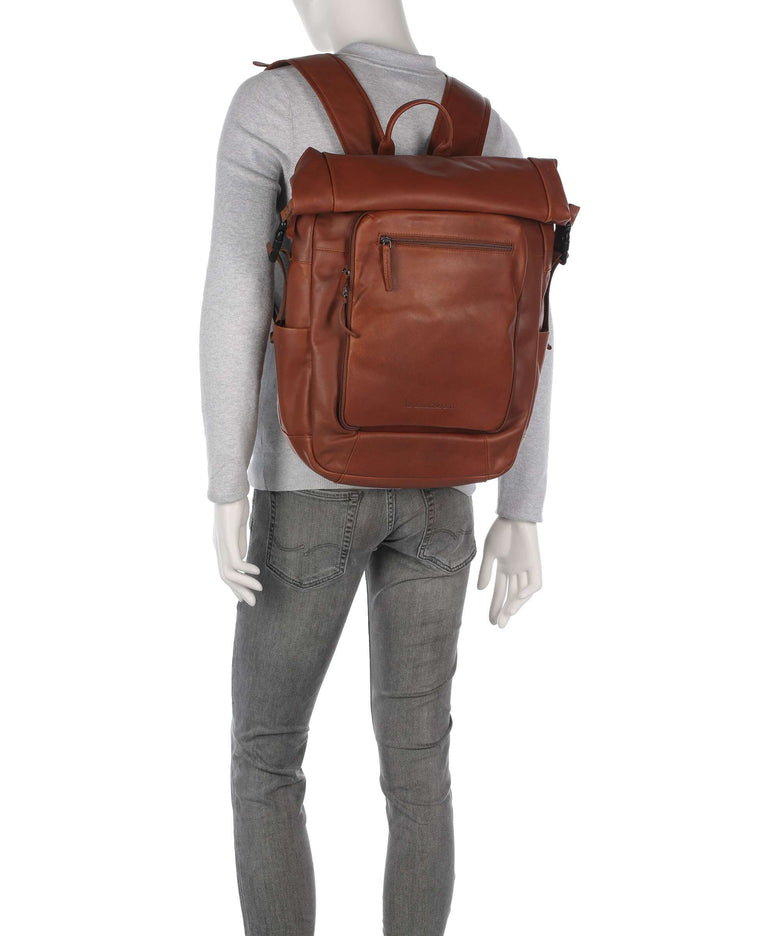 The Chesterfield Brand Wax Pull Up Cow Remo Rolltop backpack cognac